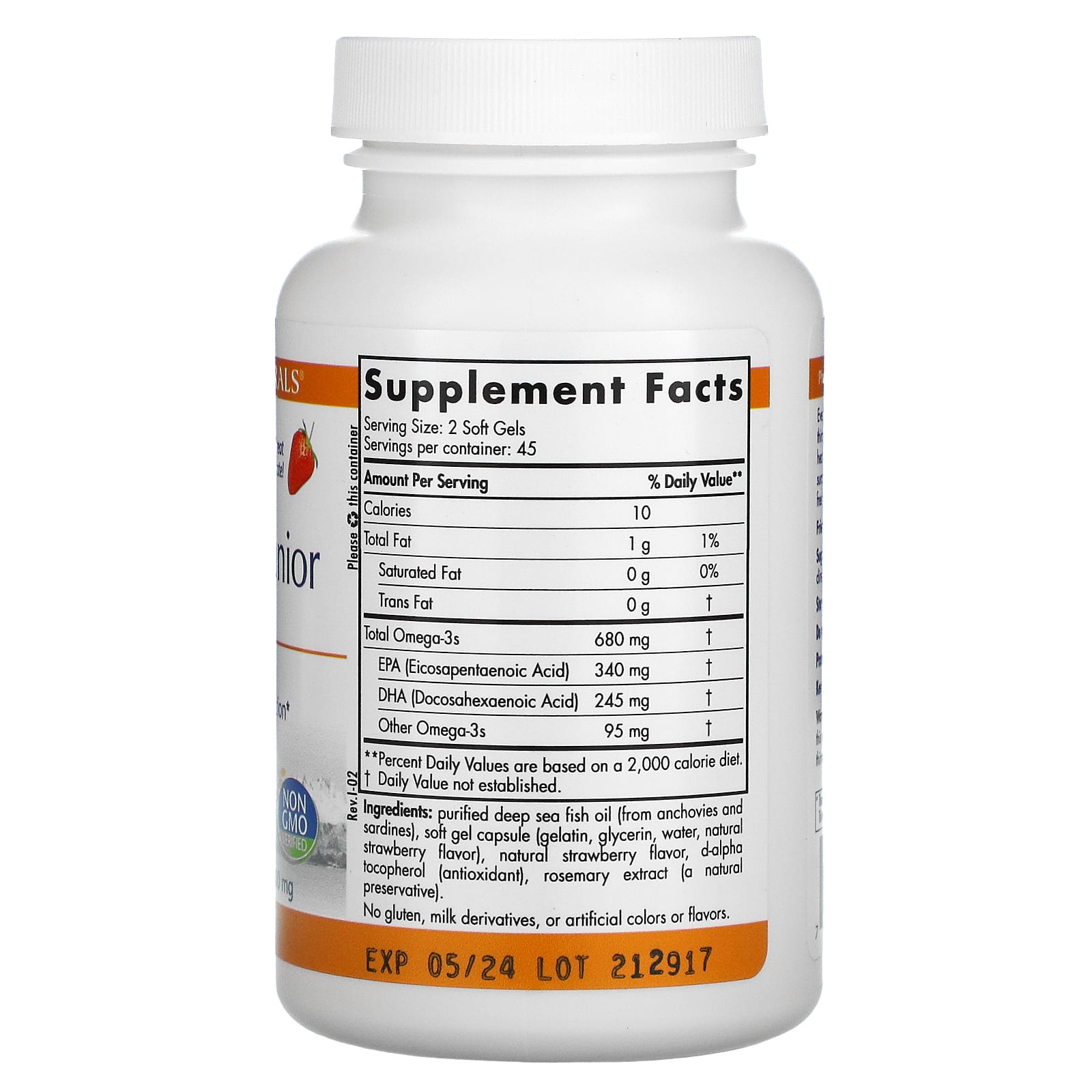 Nordic Naturals, ProOmega Junior, со вкусом клубники, 500 мг, 90 капсул (250 мг в 1 капсуле)