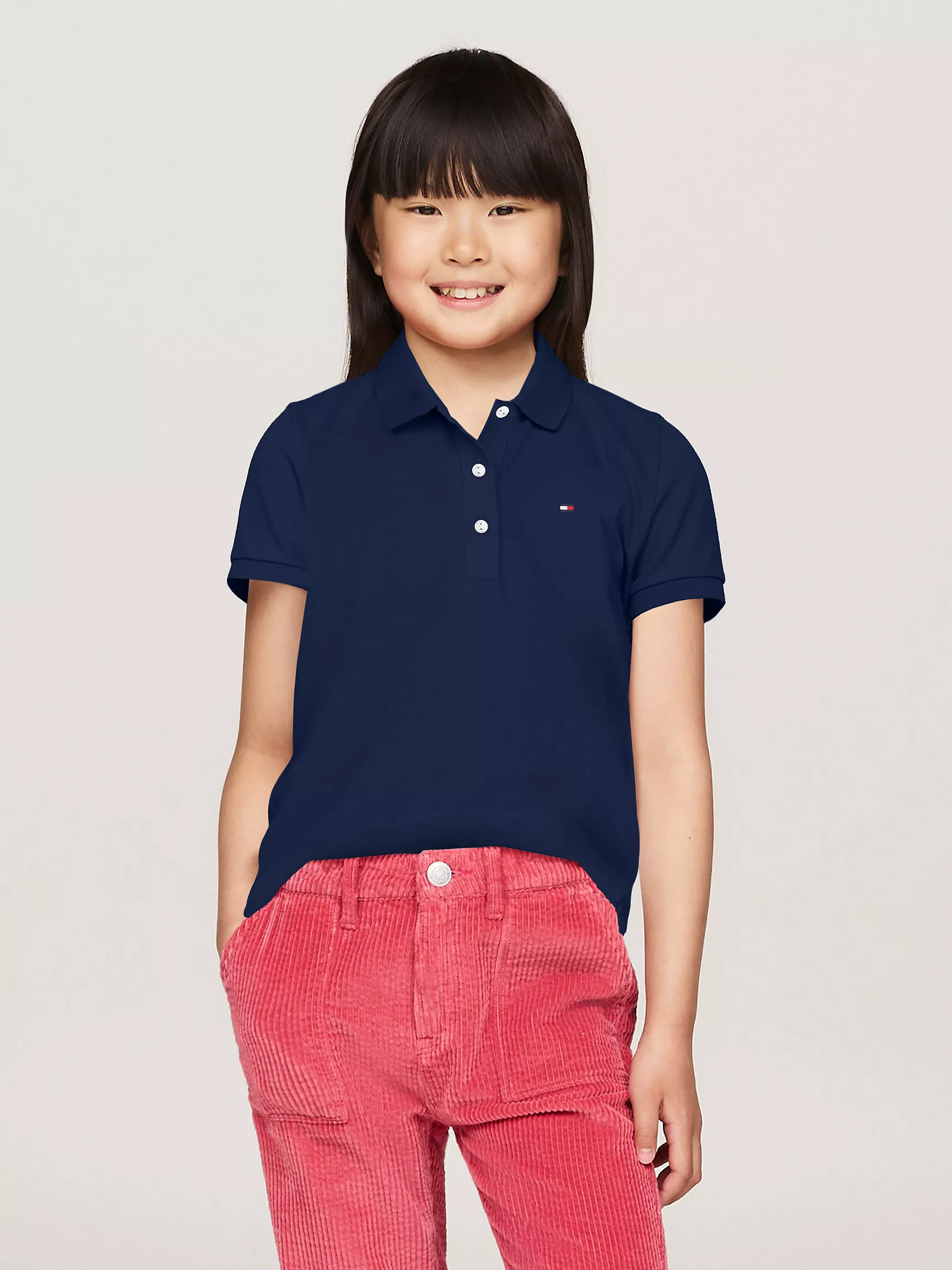 Рубашка-поло для девочек Tommy Hilfiger, Детское эластичное однотонное поло