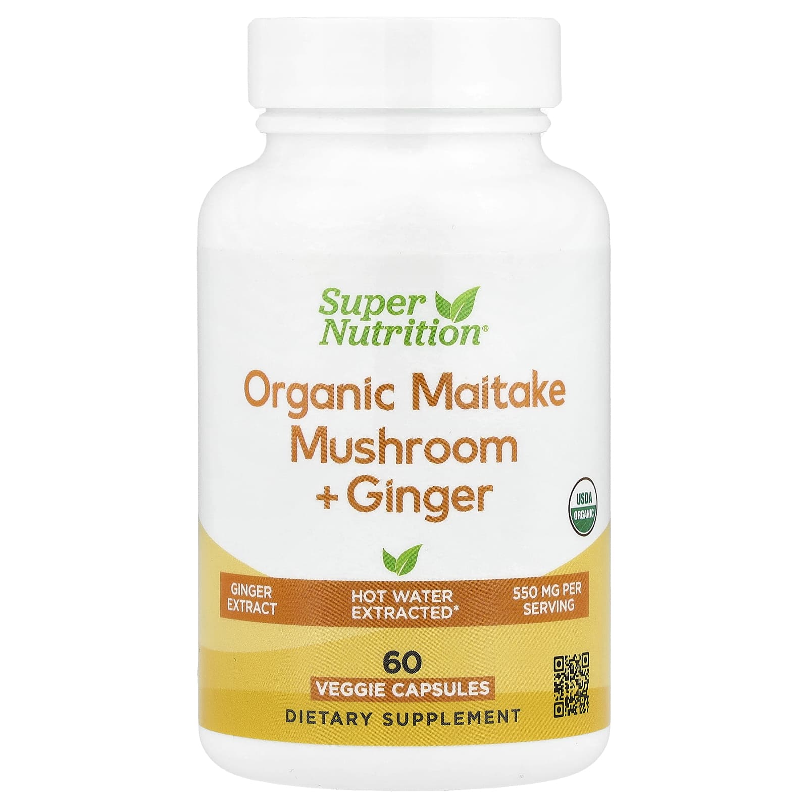 Super Nutrition, органический гриб-баран с имбирём, 60 вегетарианских капсул