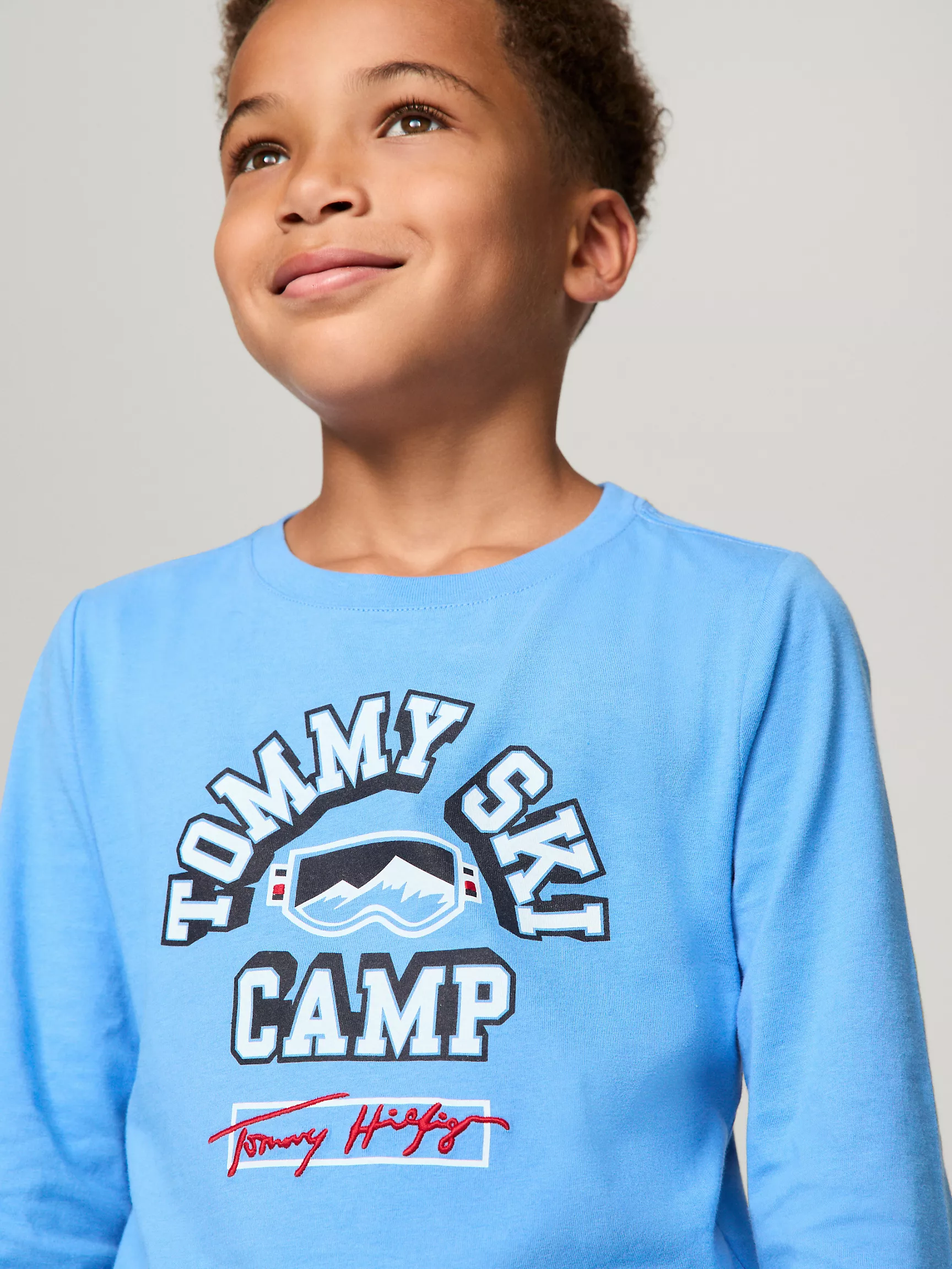 Футболка Tommy Hilfiger для мальчиков, Детская футболка с длинным рукавом и логотипом лыжной тематики