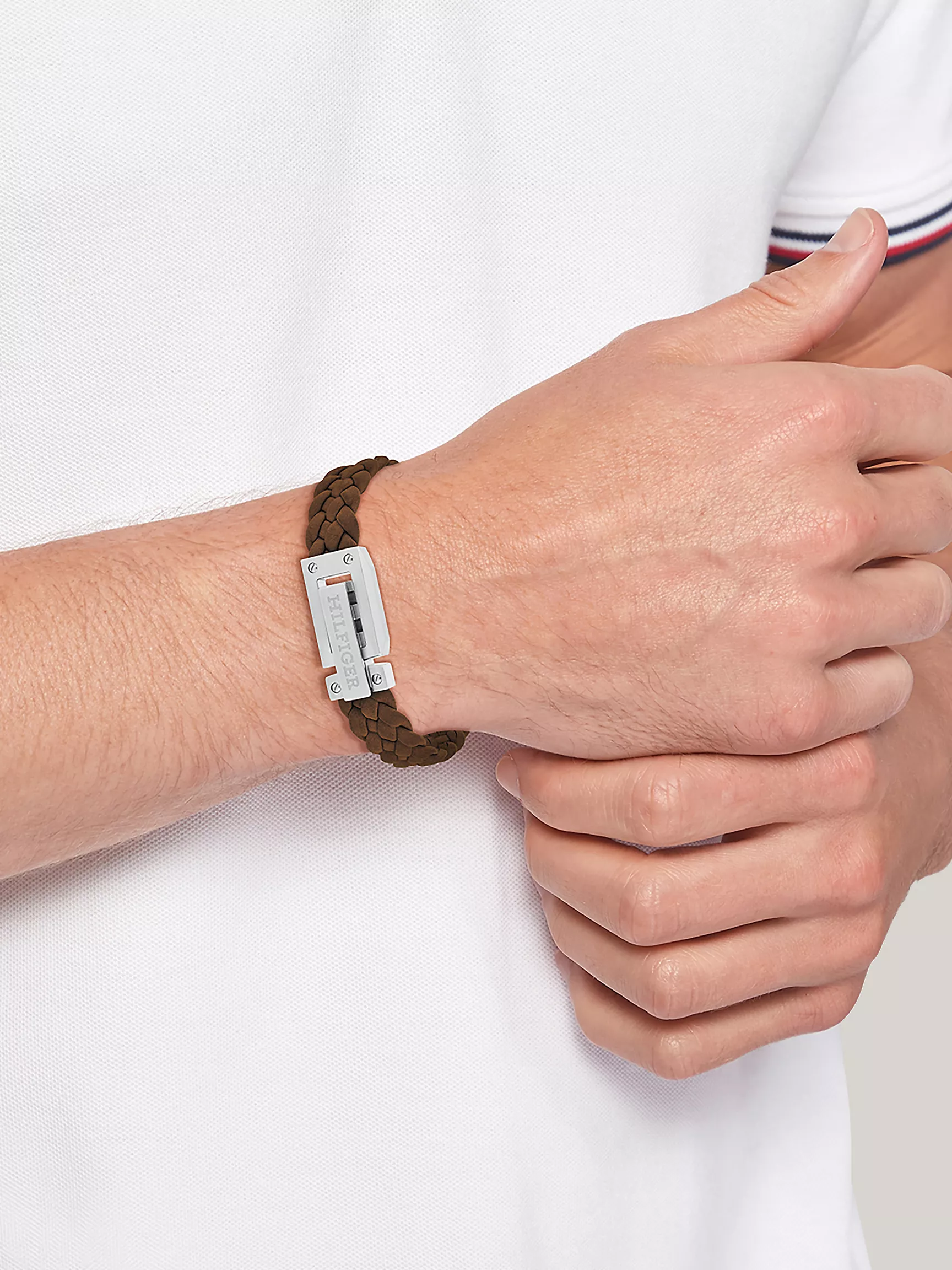 Мужской браслет Tommy Hilfiger, Плоский браслет из плетеной замши