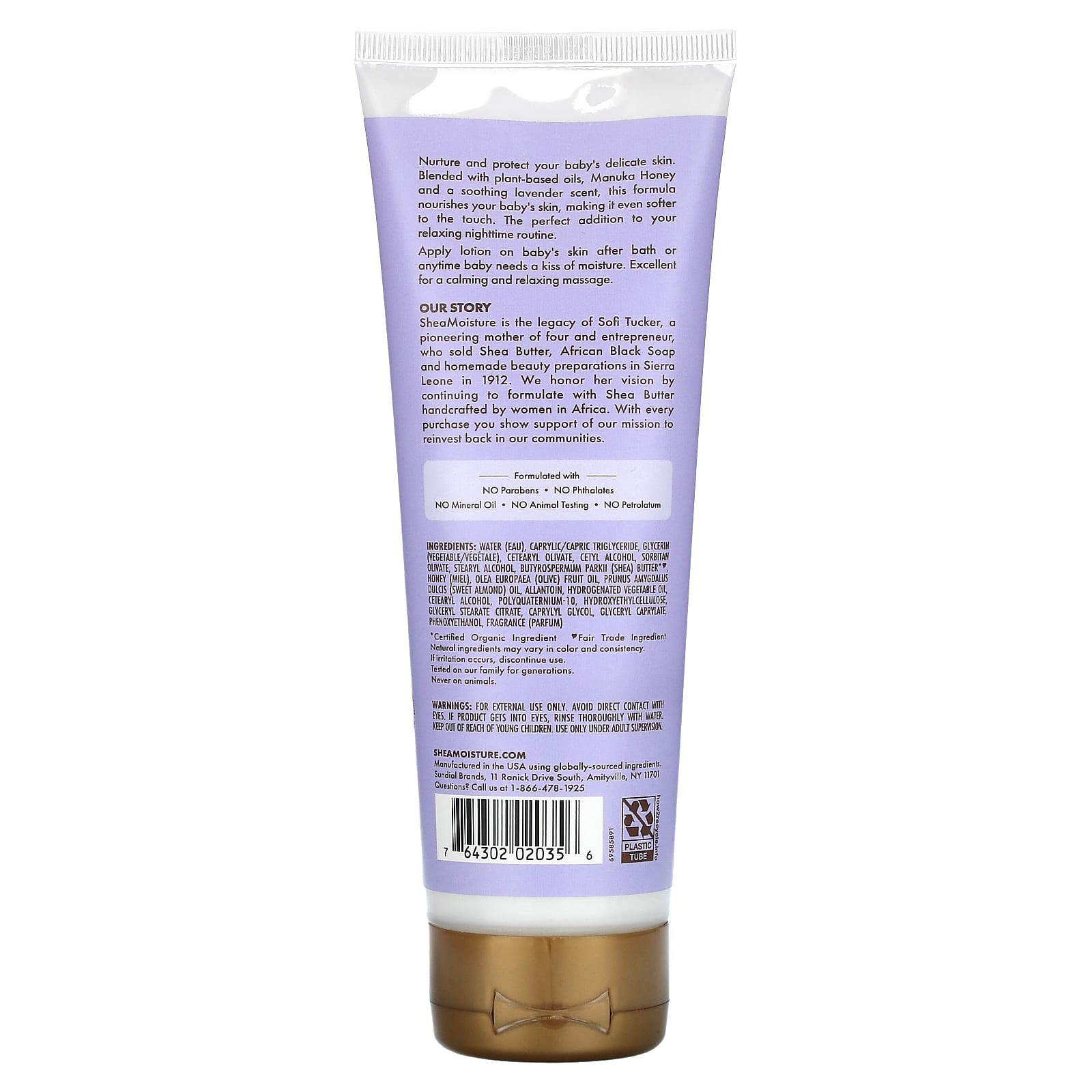 SheaMoisture, Детский, ночной крем для тела, мед манука и лаванда, 227 г (8 унций)