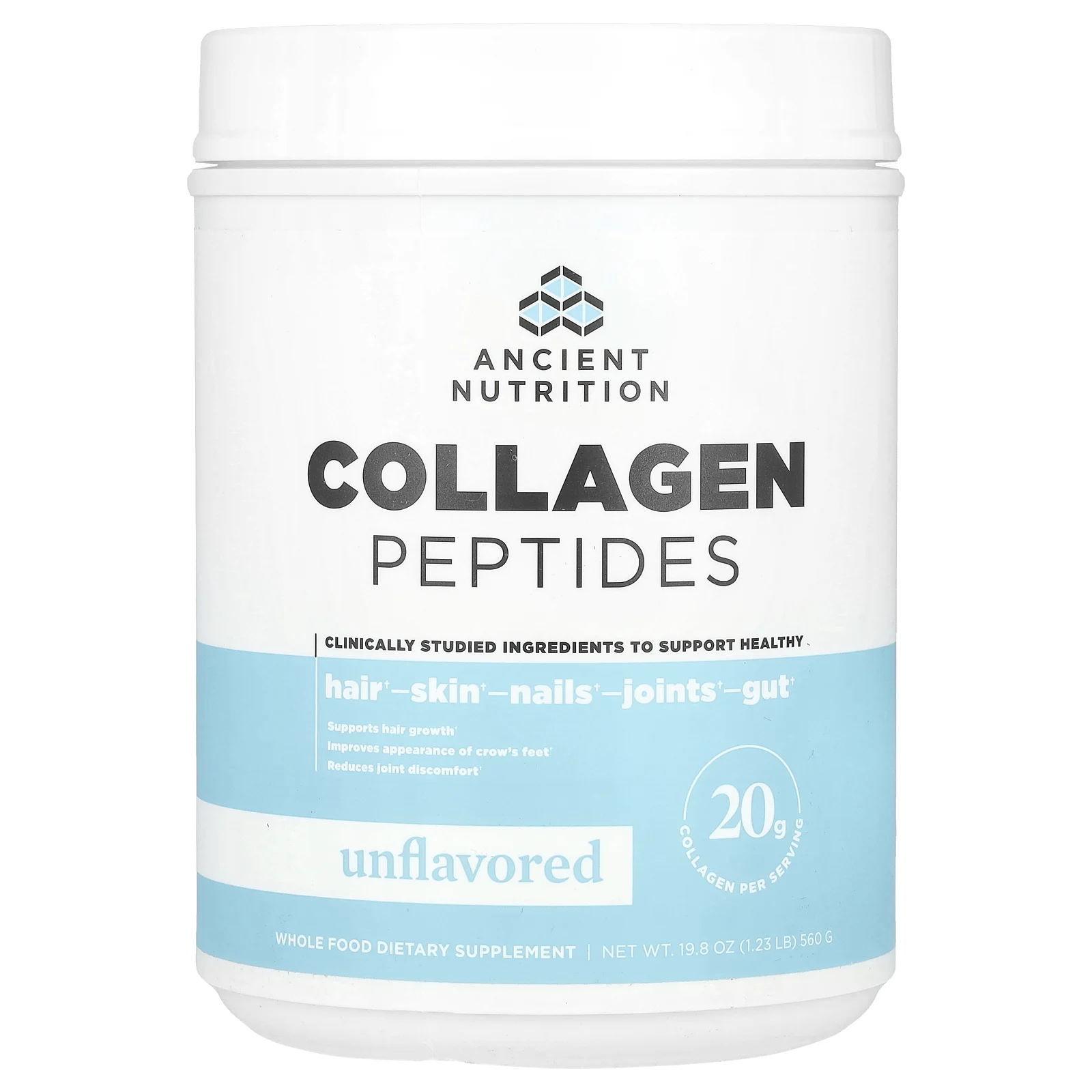Ancient Nutrition, Collagen Peptides, Unflavored, 19.8 oz (560 g)