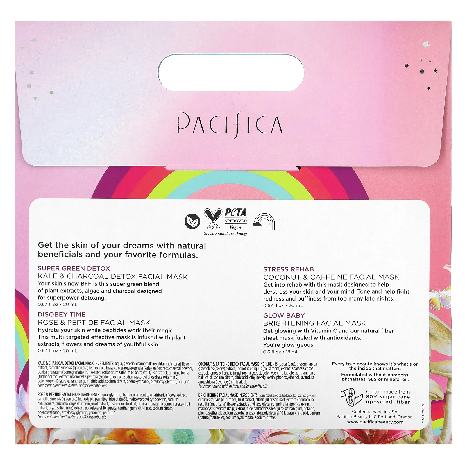 Pacifica, Набор тканевых масок Beauty, 4 шт.