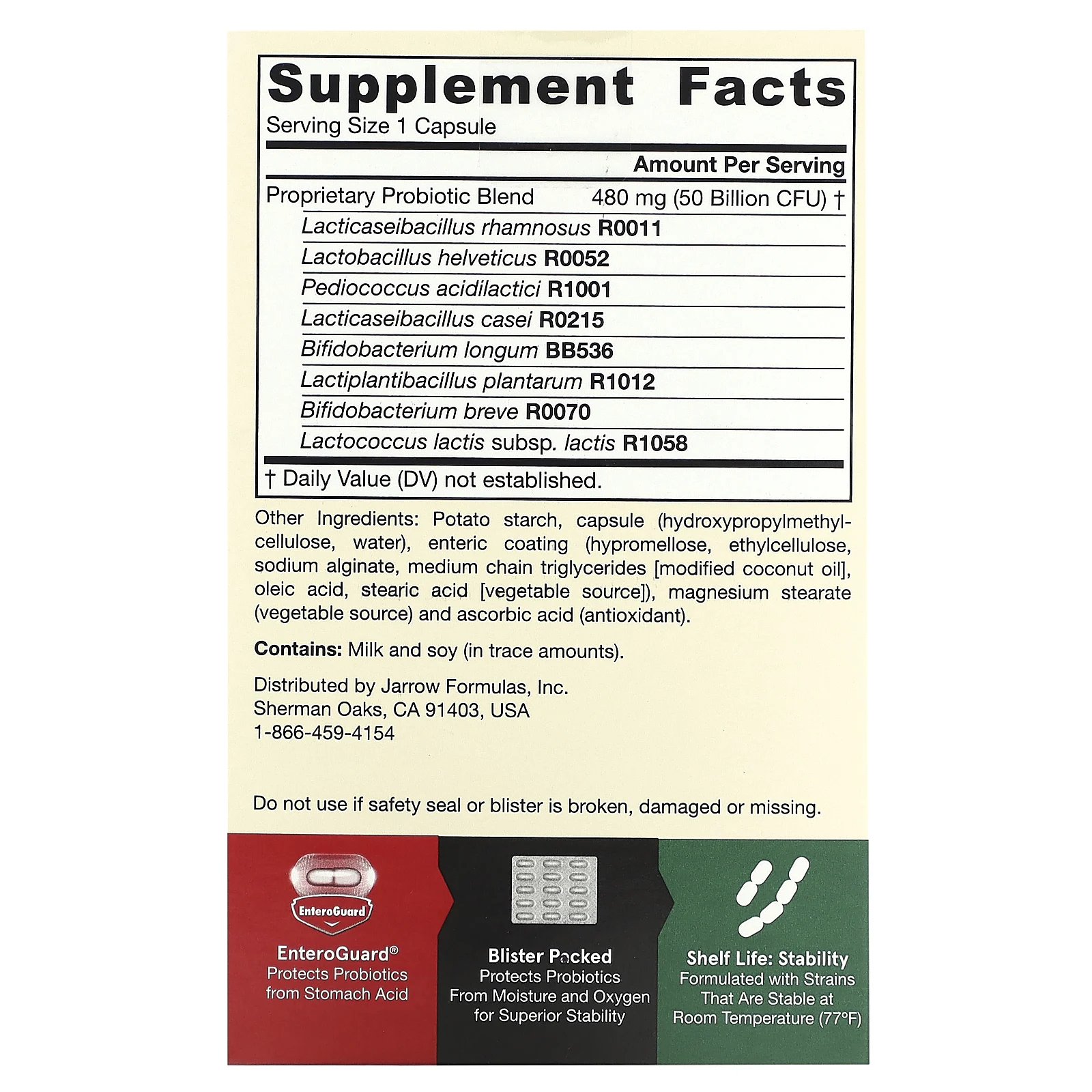 Jarrow Formulas, Jarro-Dophilus EPS, 50 млрд, 30 вегетарианских капсул Enteroguard