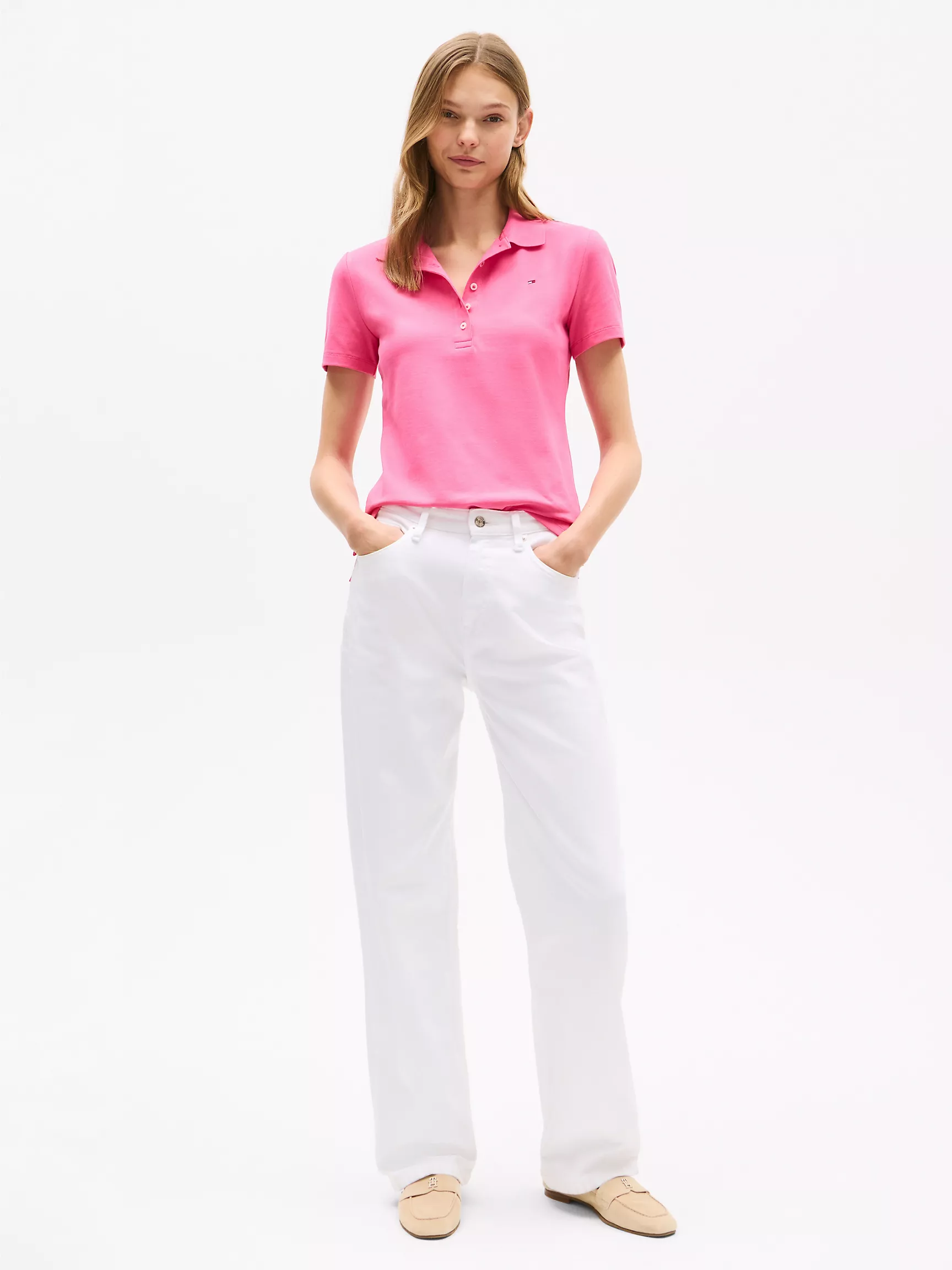 Женское поло Tommy Hilfiger, Эластичное хлопковое поло