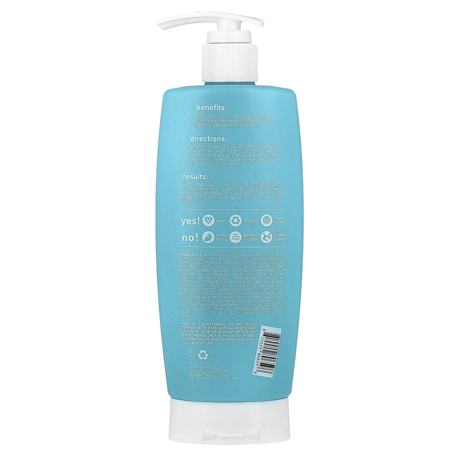 artnaturals, Укрепляющий шампунь с биотином и рисовой водой, для мужчин и женщин, Step 01, 473 мл (16 жидк. Унций)