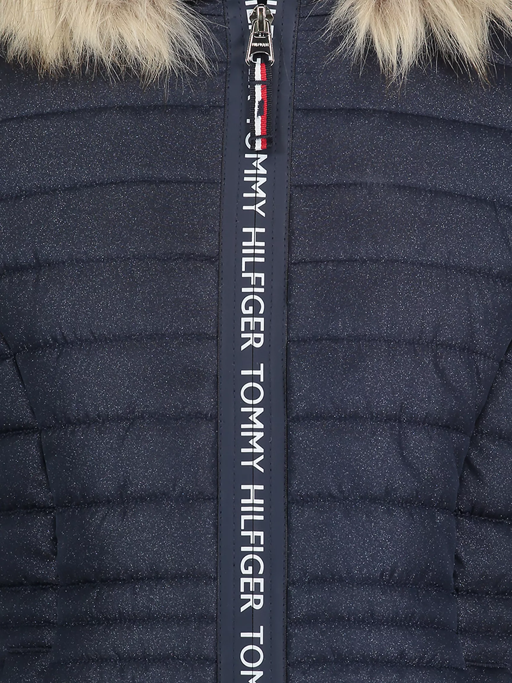 Куртка для девочки Tommy Hilfiger, Детский длинный пуховик с капюшоном и логотипной лентой