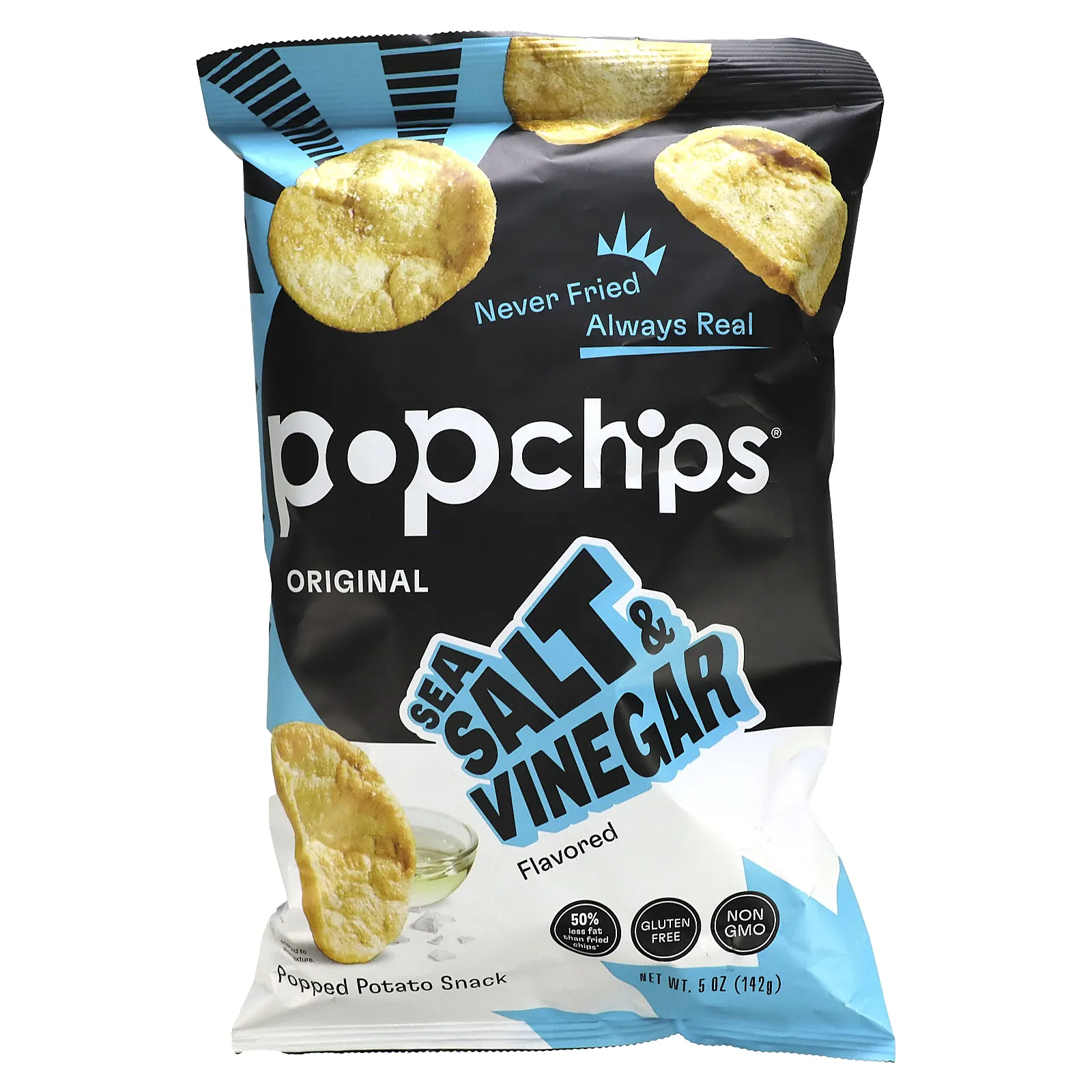 Popchips, Original, морская соль и уксус, 142 г (5 унций)