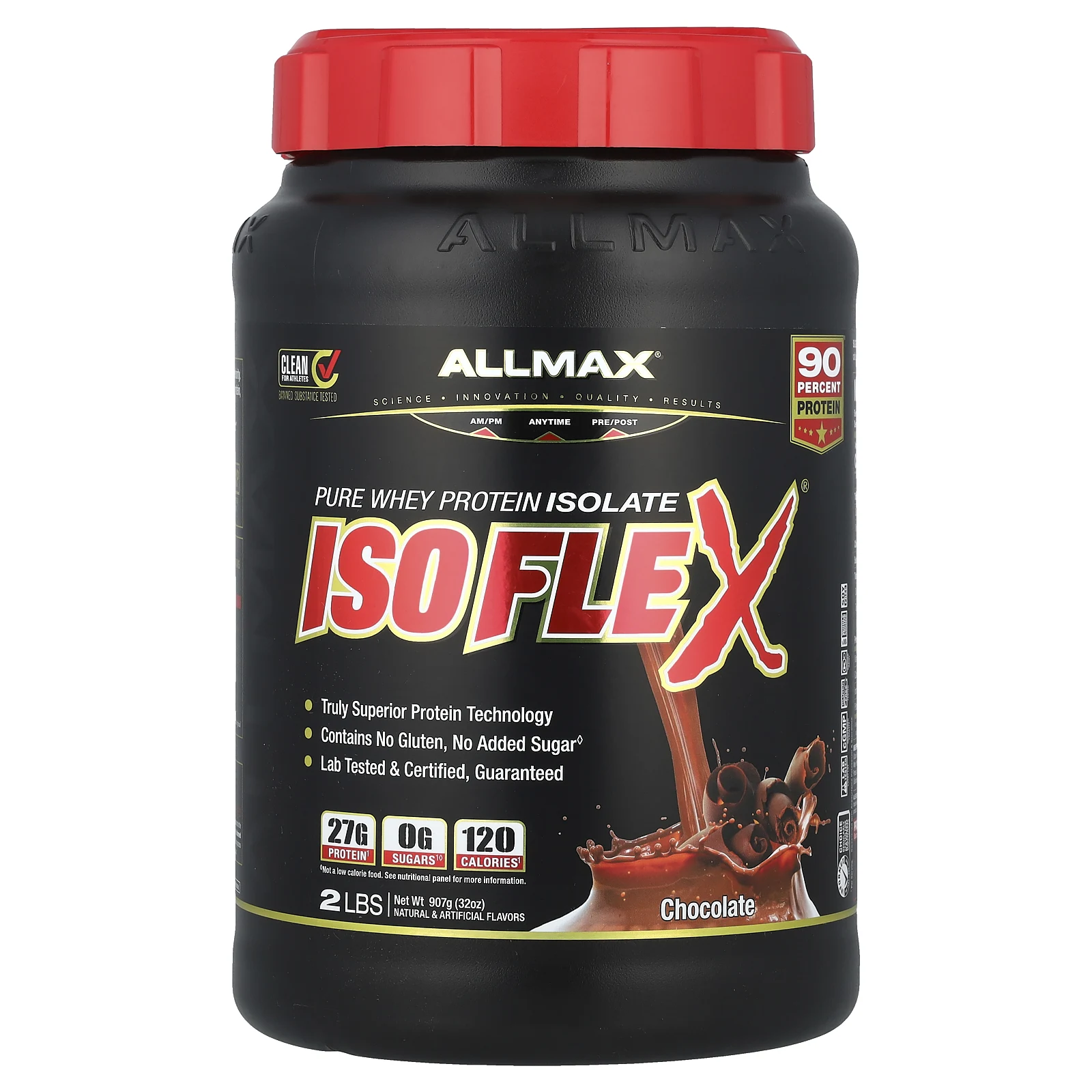 ALLMAX, Isoflex, чистый изолят сывороточного протеина (фильтрация ИСП частицами, заряженными ионами), со вкусом шоколада, 907 г (32 унции)