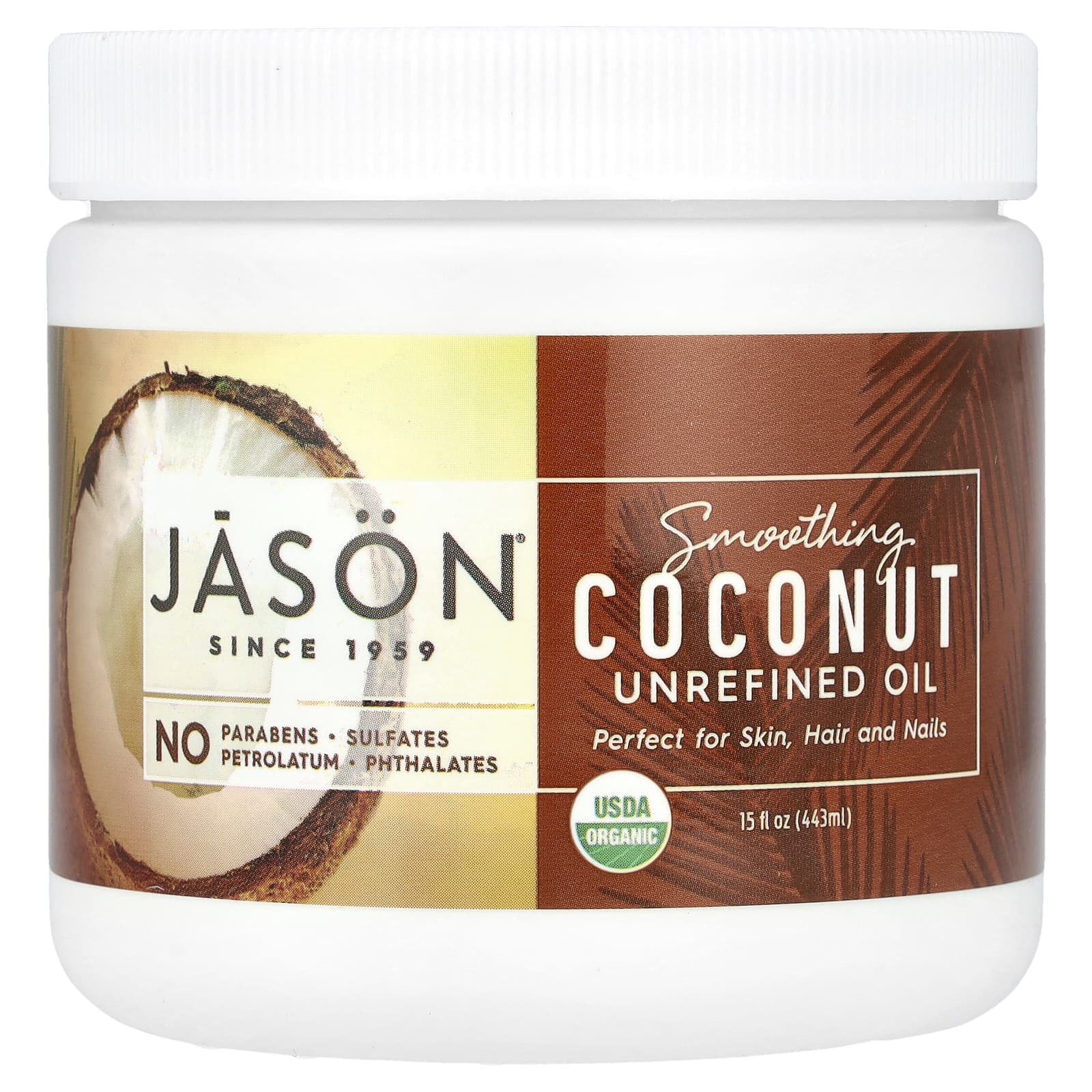 Jason Natural, Smoothing Coconut, нерафинированное масло, 443 мл (15 жидк. Унций)