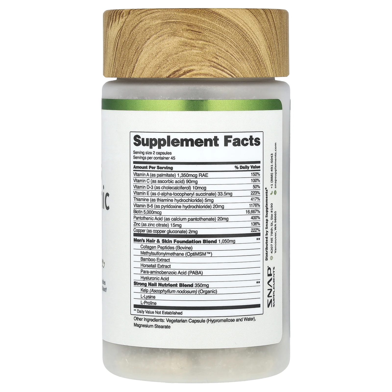 Snap Supplements, Hairtonic для него, средство для роста волос и бороды, 90 капсул