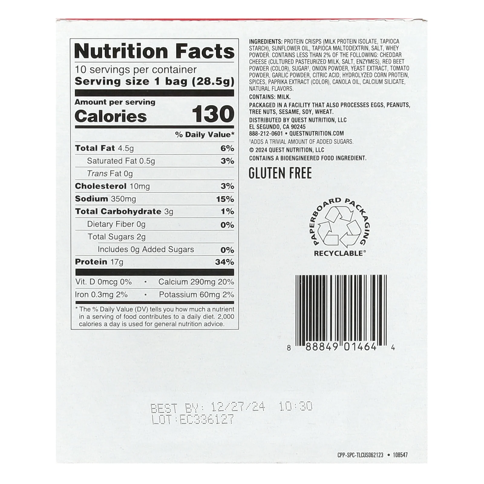 Quest Nutrition, Хрустящие протеиновые шарики, пряные, 10 пакетиков по 28,5 г (1 унция)