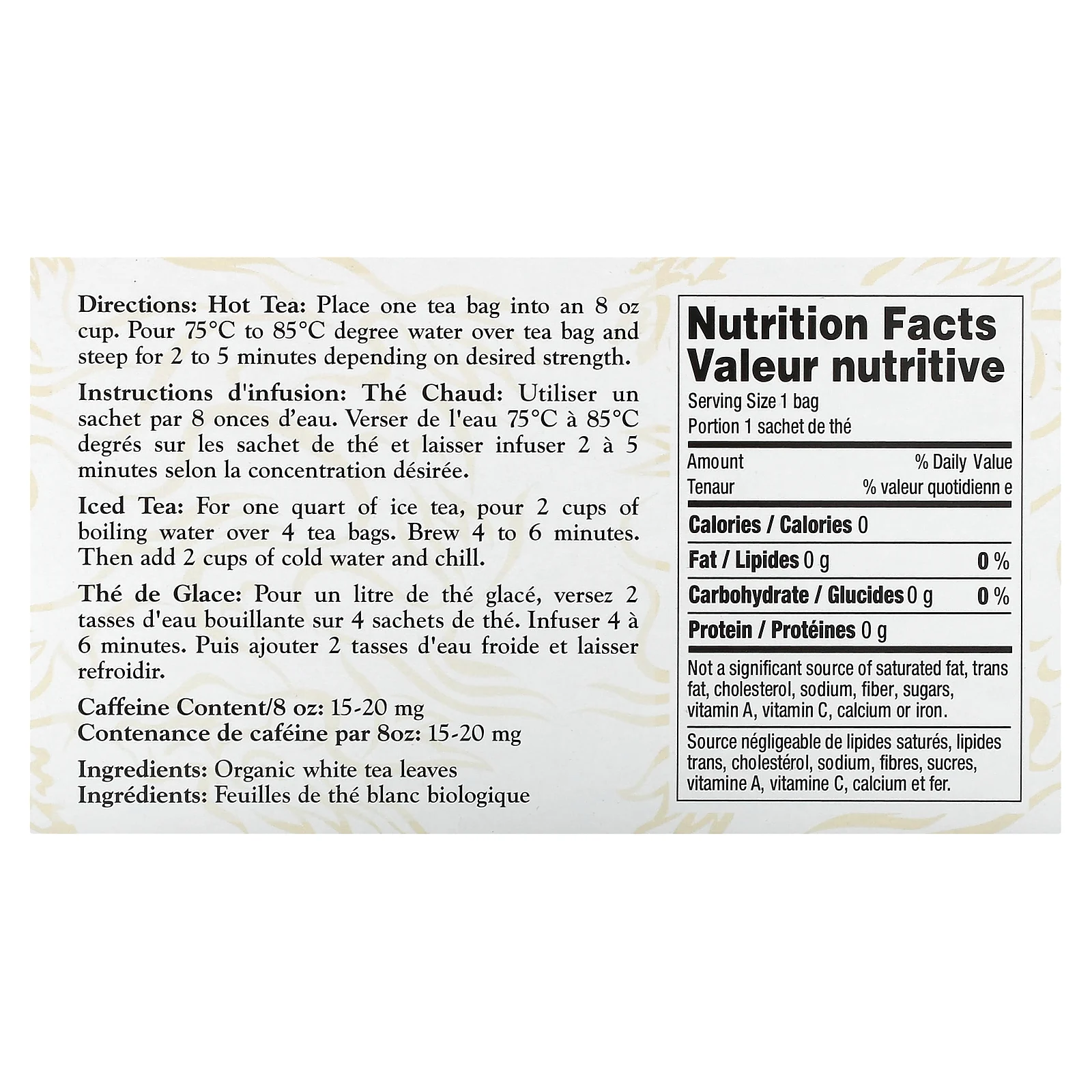 Uncle Lee's Tea, органический белый чай, 40 чайных пакетиков, 64 г (2,26 унции)