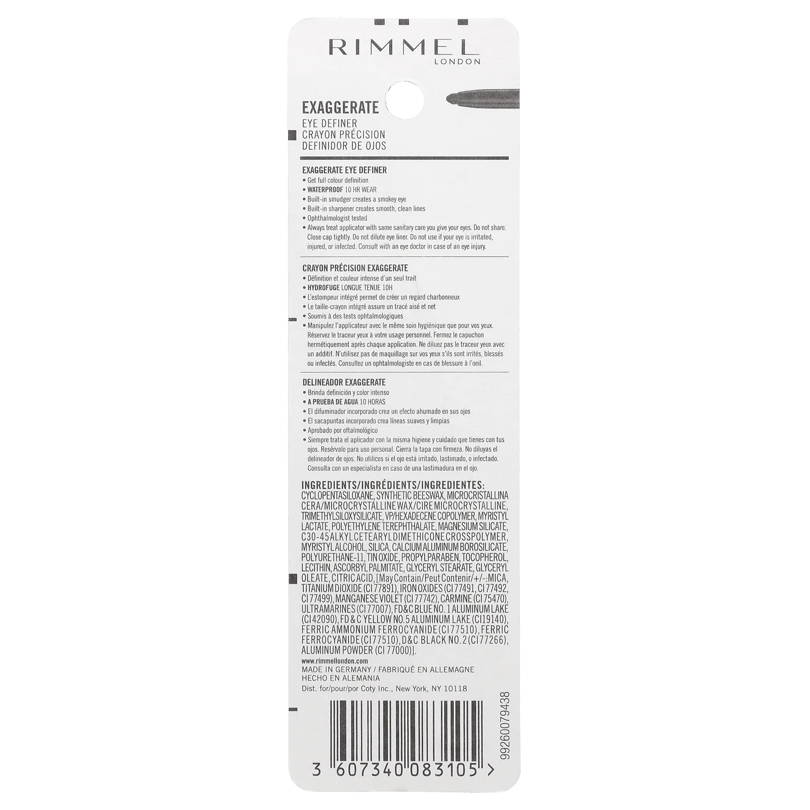 Rimmel London, Exuggerate, подводка для глаз, оттенок 230 Deep Ocean, 0,28 г (0,009 унции)