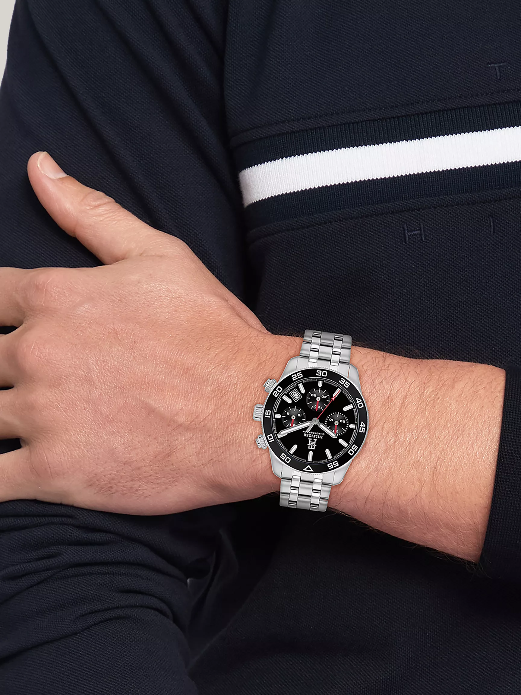 Мужские часы Tommy Hilfiger, Хронограф 41 мм TH85 с черным циферблатом