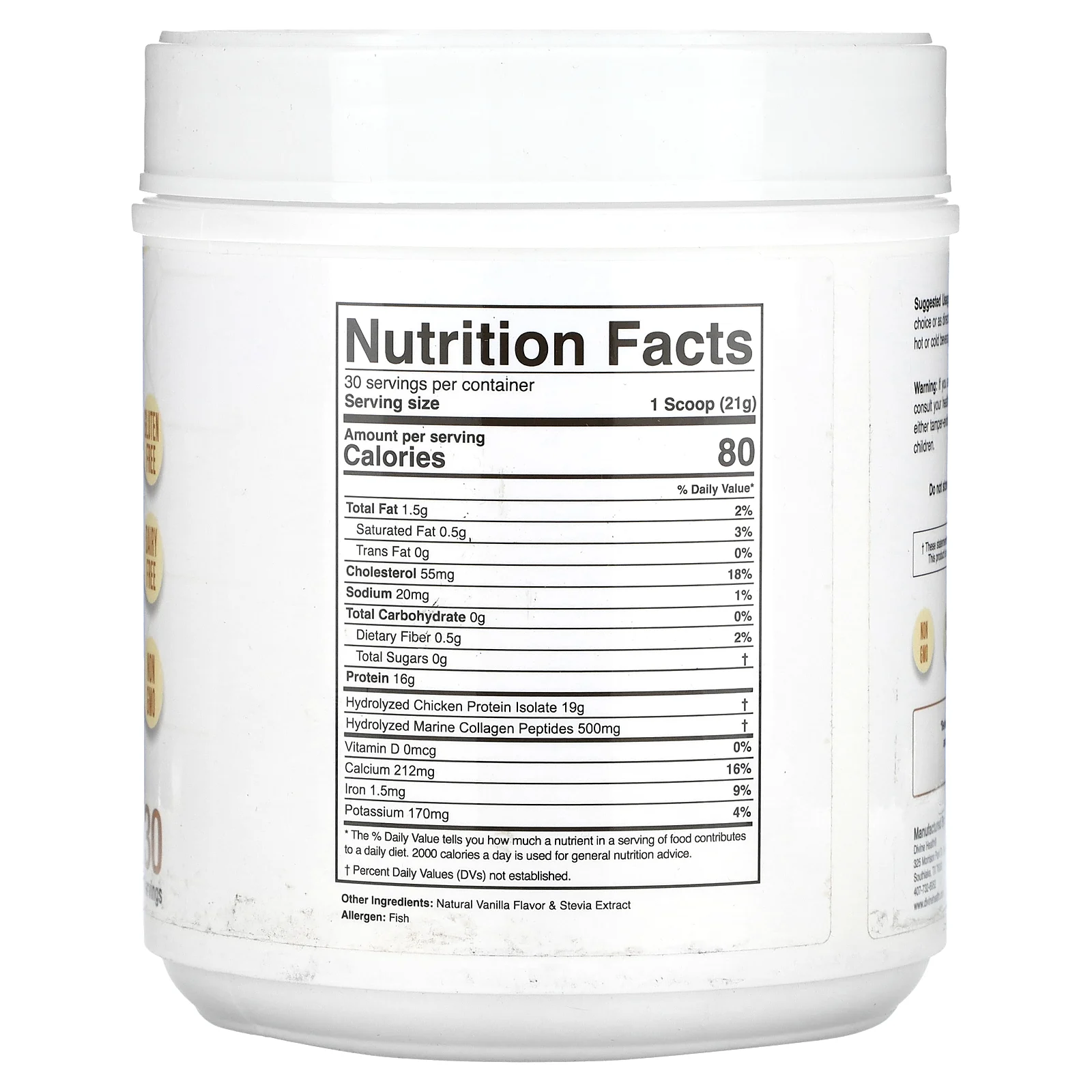 Divine Health, Компанией Dr. Coliber MD коллаген в порошке, со вкусом французской ванили, 630 г (22,22 унции)