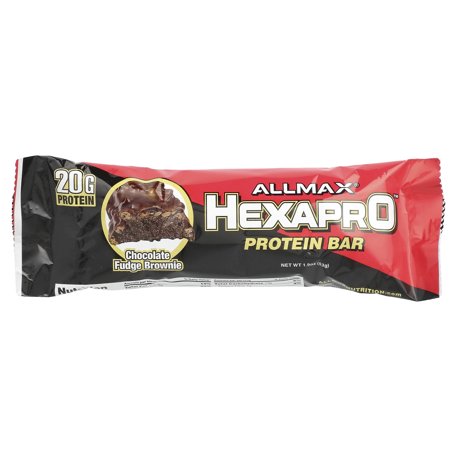ALLMAX, Hexapro ™, протеиновый батончик, брауни с шоколадной помадкой, 53 г (1,9 унции)