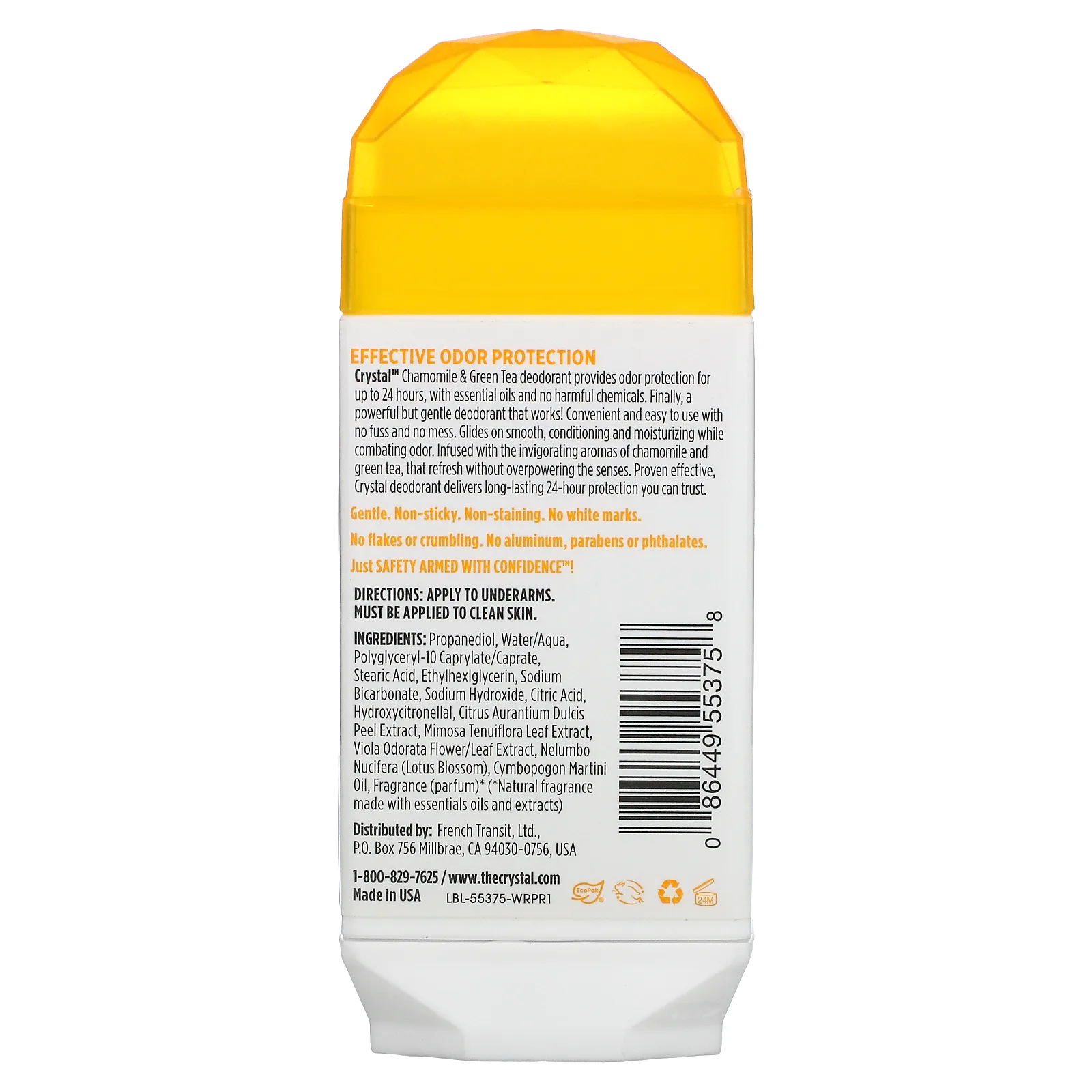 CRYSTAL, Невидимый твердый дезодорант, ромашка и зеленый чай, 70 г