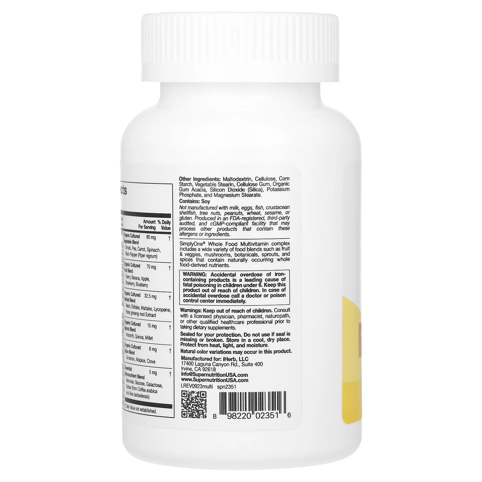 Super Nutrition, SimplyOne, цельнопищевые мультивитамины, 90 таблеток