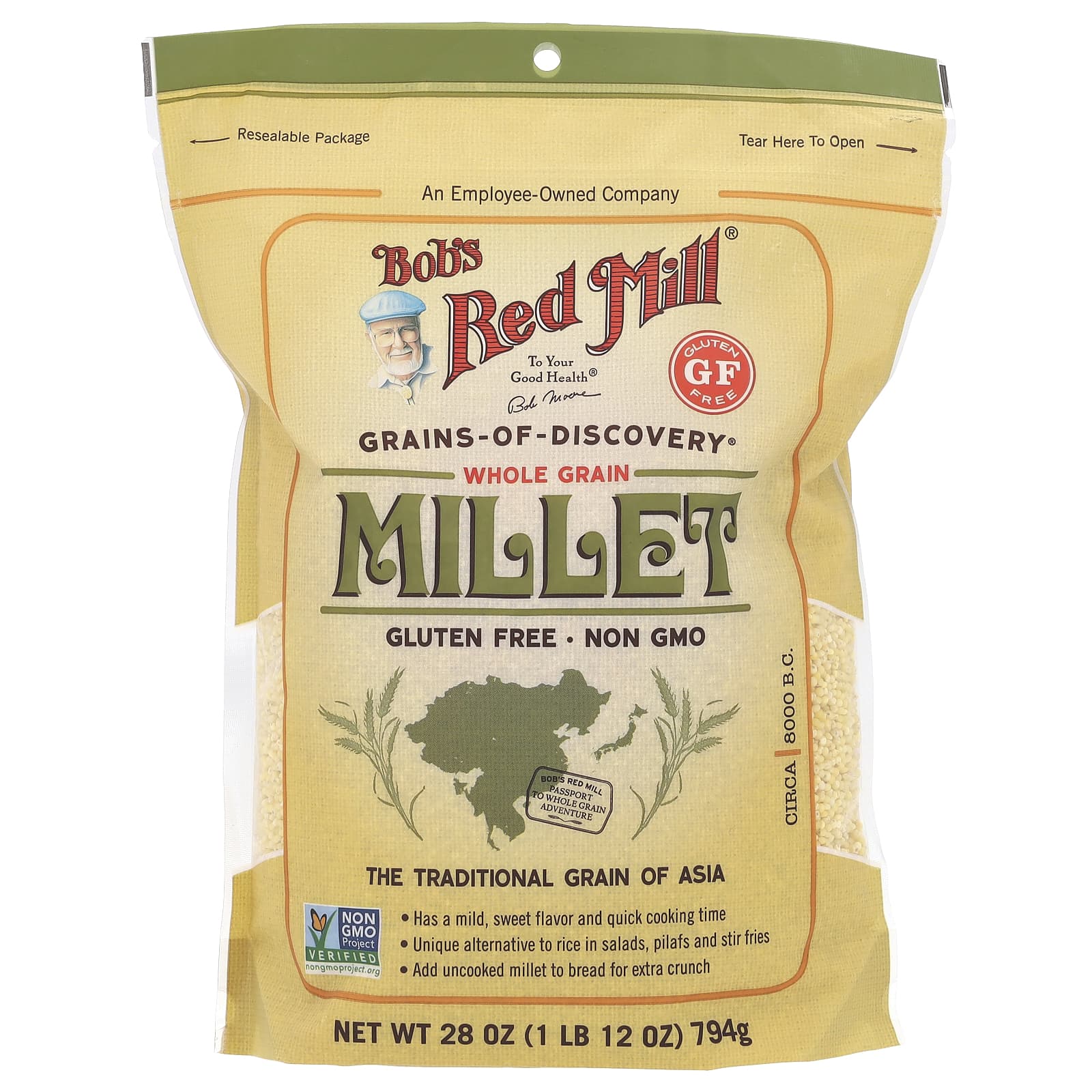 Bob's Red Mill, просо, цельнозерновой продукт, без глютена, 794 г (28 унций)