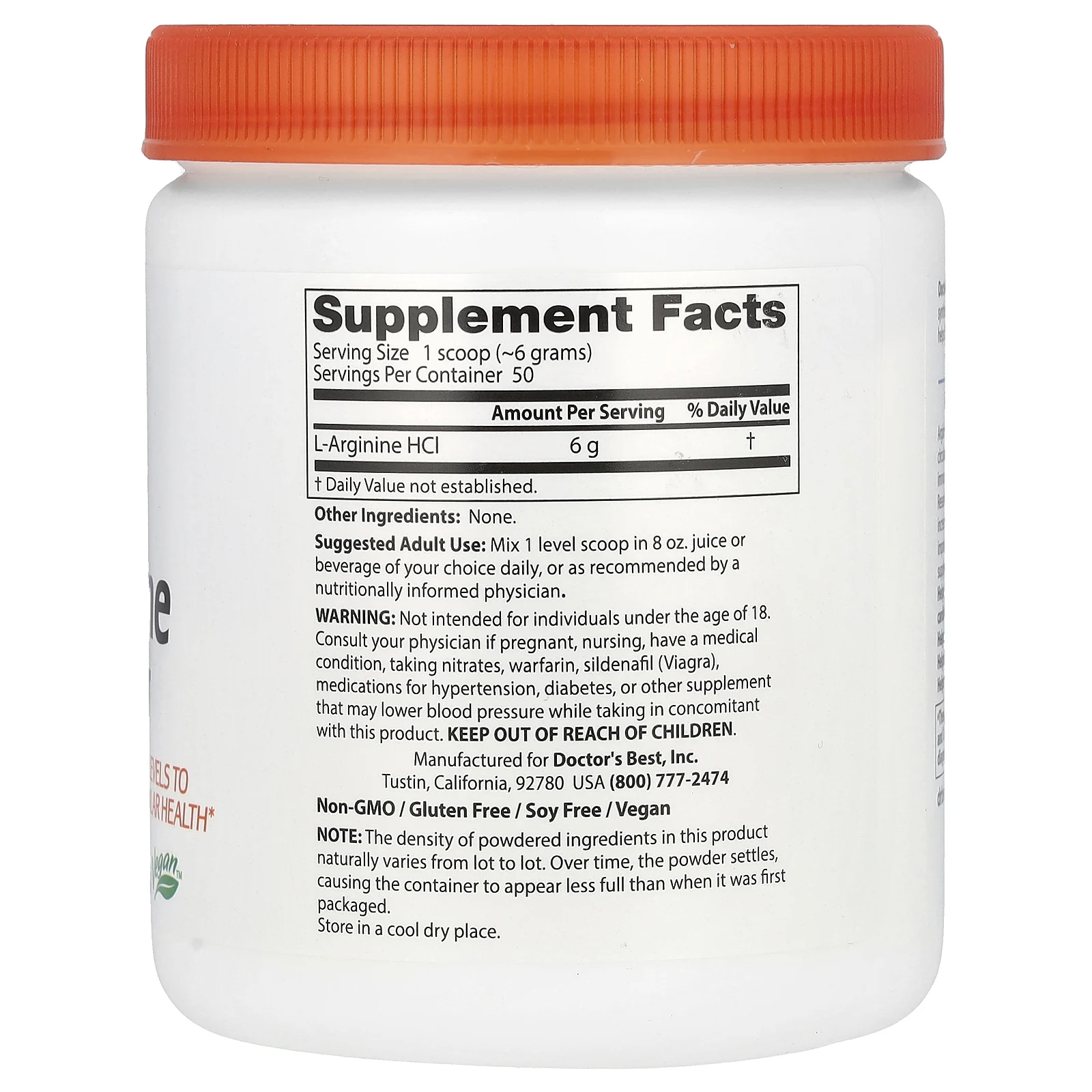 Doctor's Best, Чистый порошок L-аргинина, 10,6 унций (300 г)