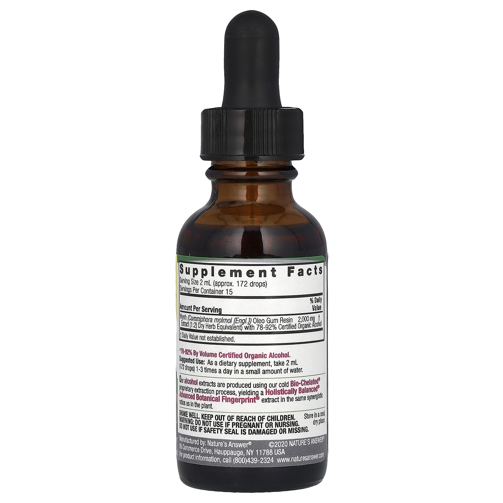 Nature's Answer, Мирра, с органическим спиртом, 2000 мг, 1 жидкая унция (30 мл)