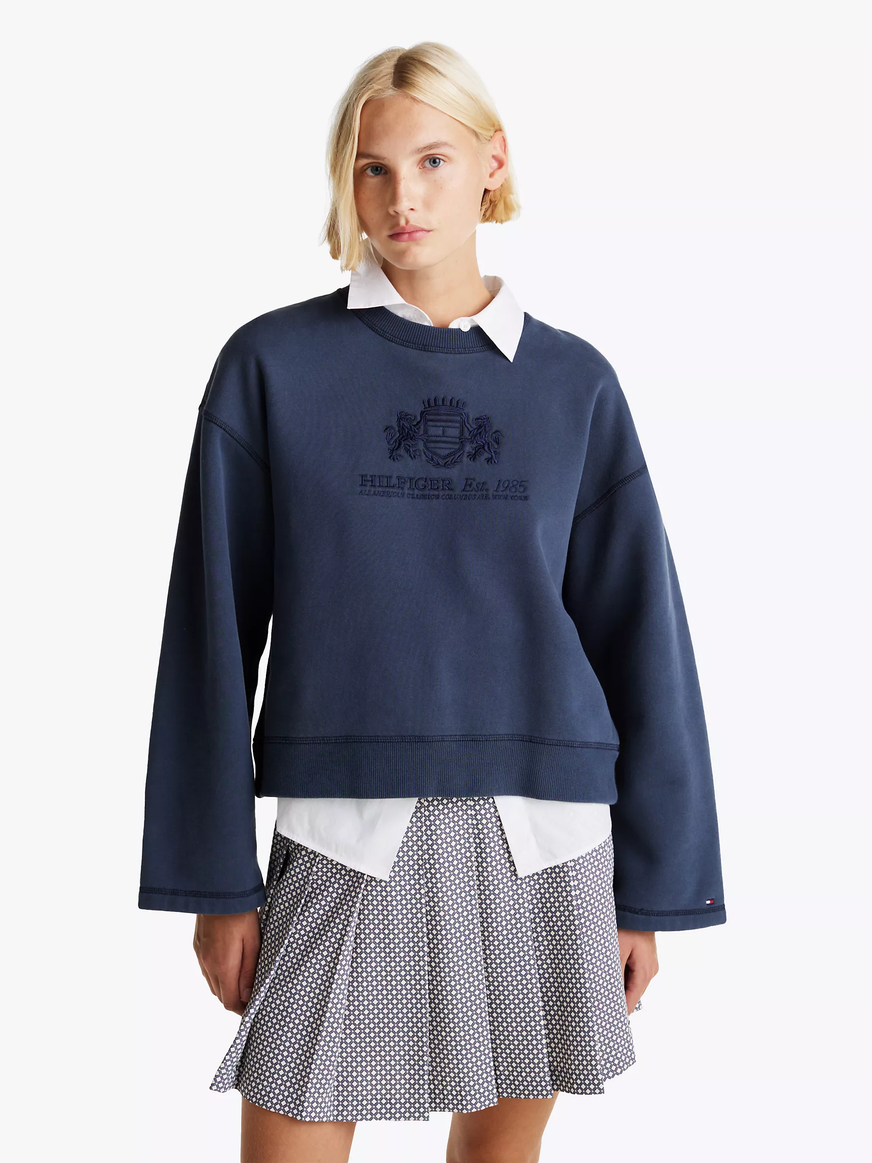 Женская толстовка Tommy Hilfiger, Свитшот с вышитым гербом и широкими рукавами