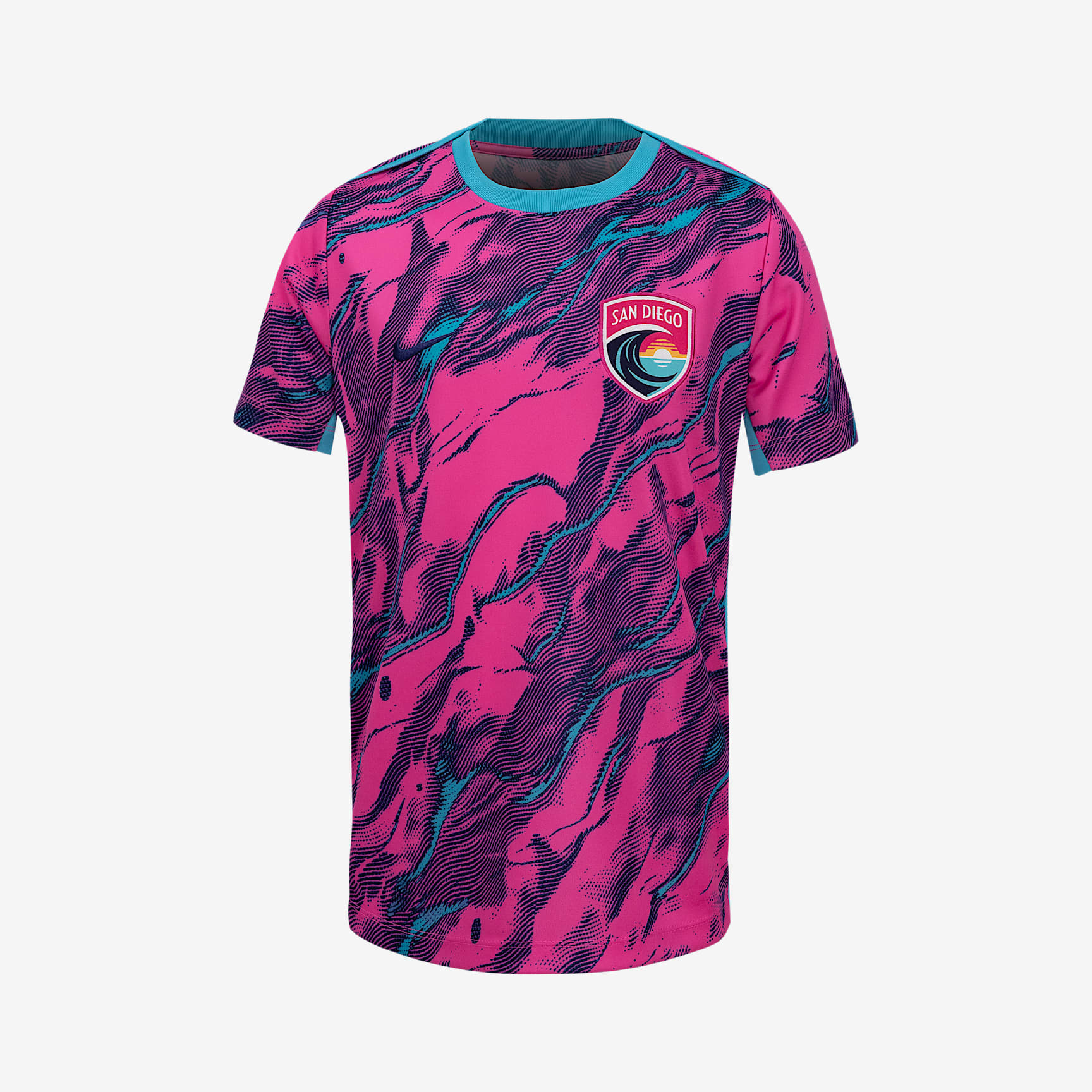 San Diego Wave FC 2025 Big Kids' Nike NWSL Short-Sleeve Pre-Match Top