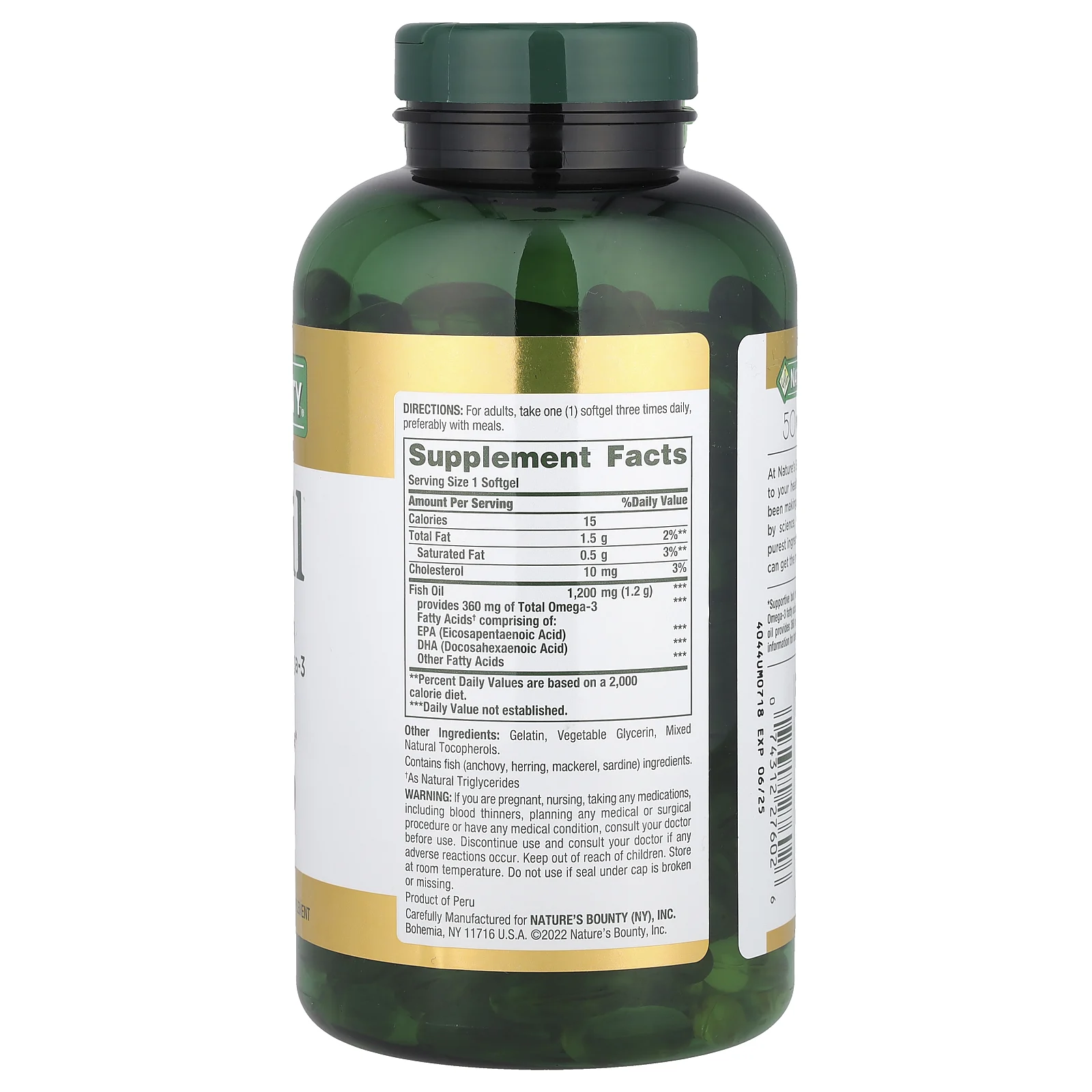 Nature's Bounty, рыбий жир, 1200 мг, 320 мягких таблеток быстрого высвобождения