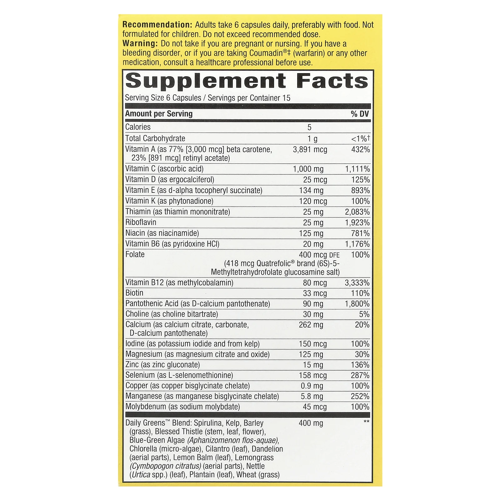 Nature's Way, Alive! Max6 Potency, мультивитамины повышенной эффективности, без добавления железа, 90 капсул