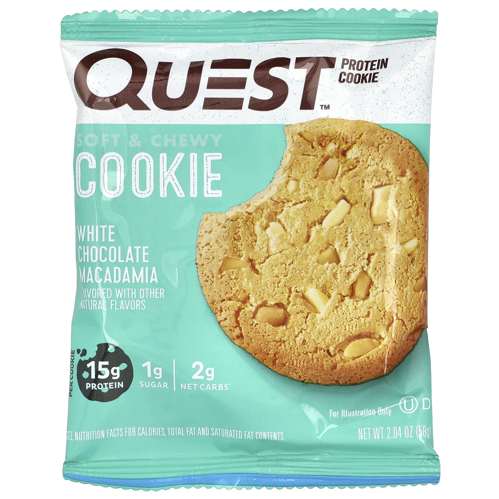 Quest Nutrition, Protein Cookie, белый шоколад и макадамия, 12 печений, 58 г (2,04 унции)