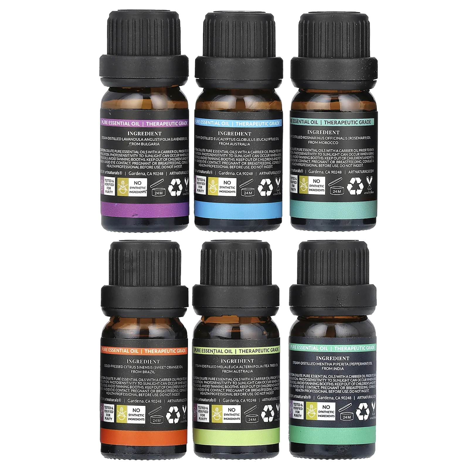 artnaturals, набор лучших 6 эфирных масел, набор из 6 предметов, по 10 мл (0,33 жидк. унции)