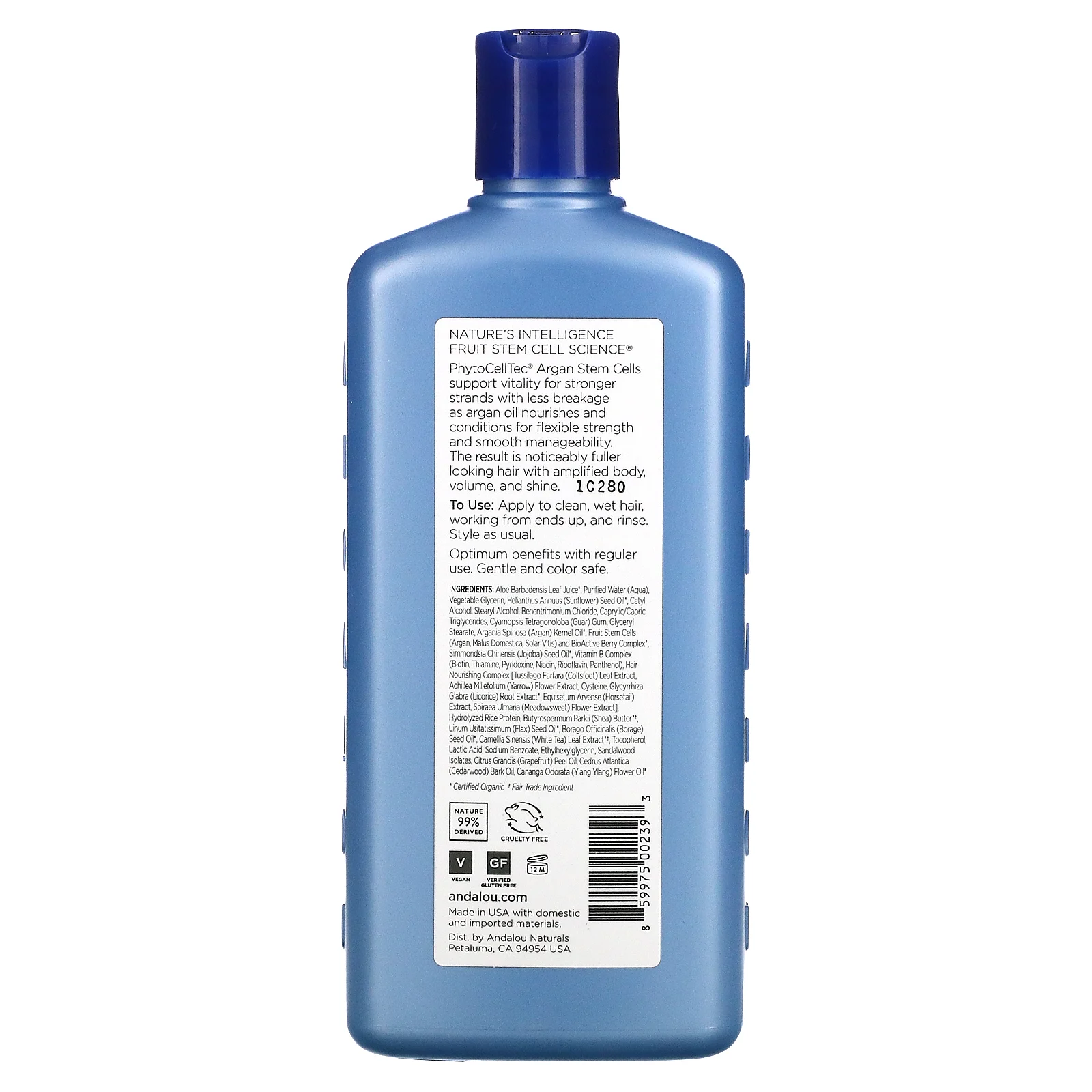 Andalou Naturals, кондиционер, антивозрастной, против выпадения волос, со стволовыми клетками арганы, 340 мл (11,5 жидк. унции)