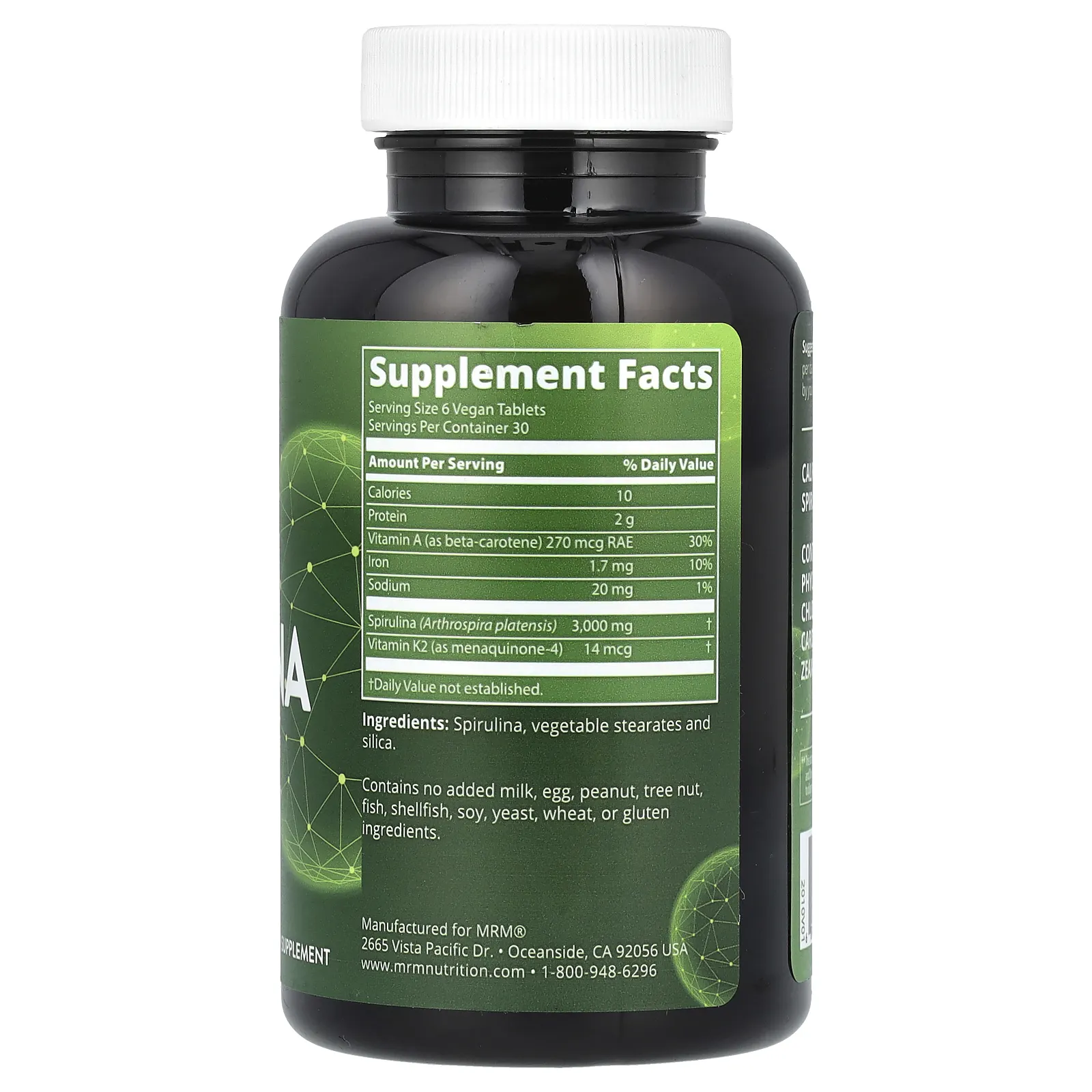 MRM Nutrition, Спирулина, 180 веганских таблеток