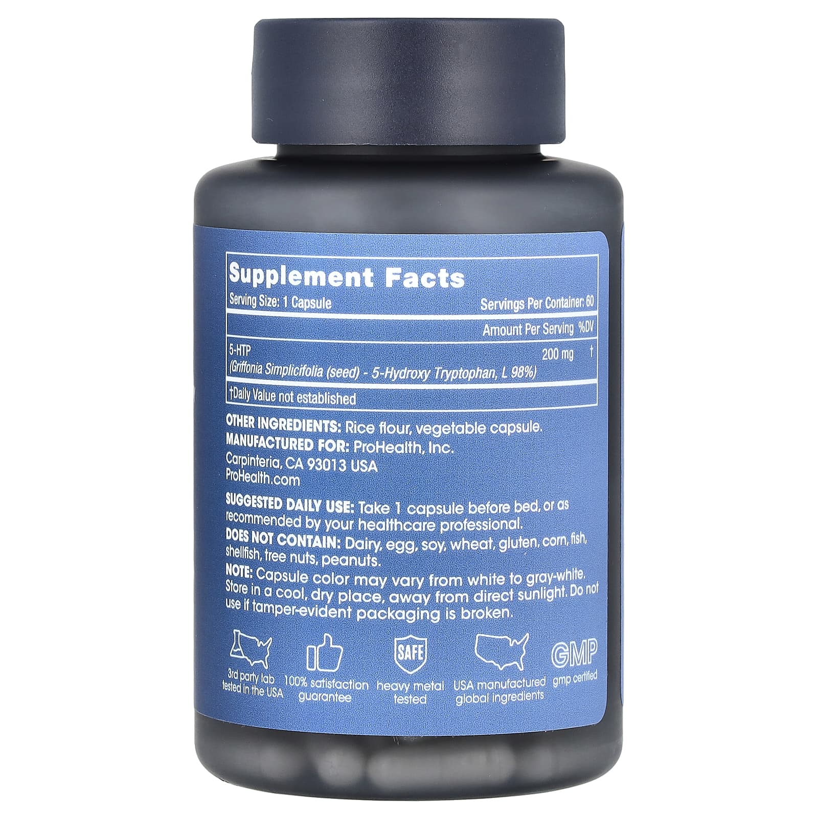 ProHealth Longevity, 5-HTP, повышенная сила действия, 200 мг, 60 капсул