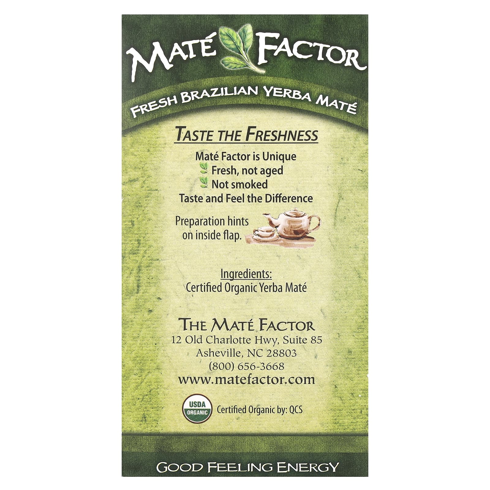Mate Factor, Органический Yerba Mate, свежий зеленый чай 24 чайных пакетиков, 2.96 унции (84 г)
