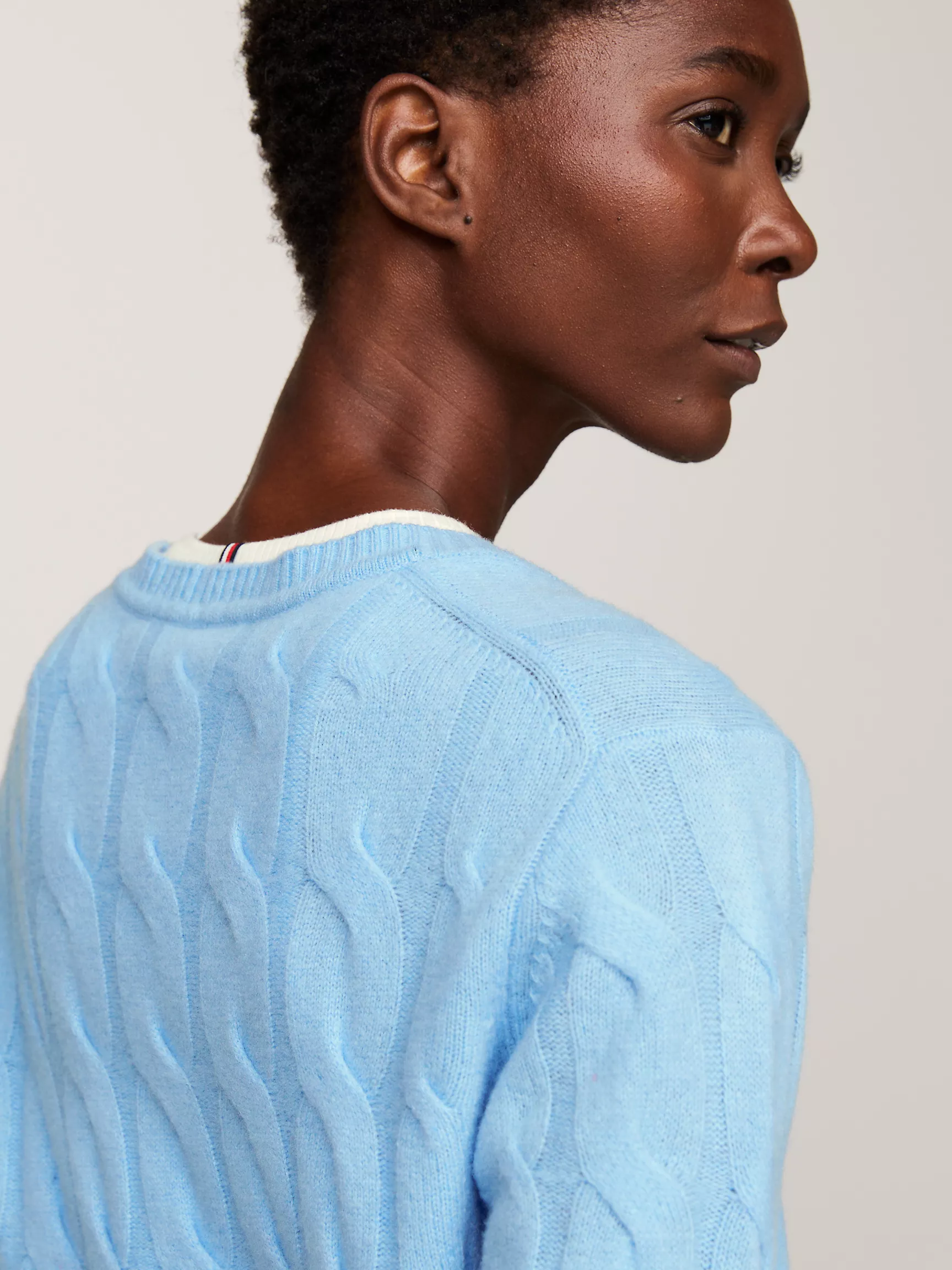 Женский свитер Tommy Hilfiger, Вязаный шерстяной свитер с узором "косы"