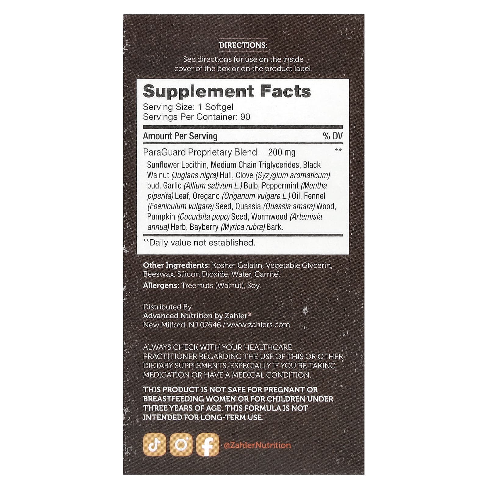 Zahler, ParaGuard, улучшенная поддержка кишечной флоры, 90 мягких таблеток