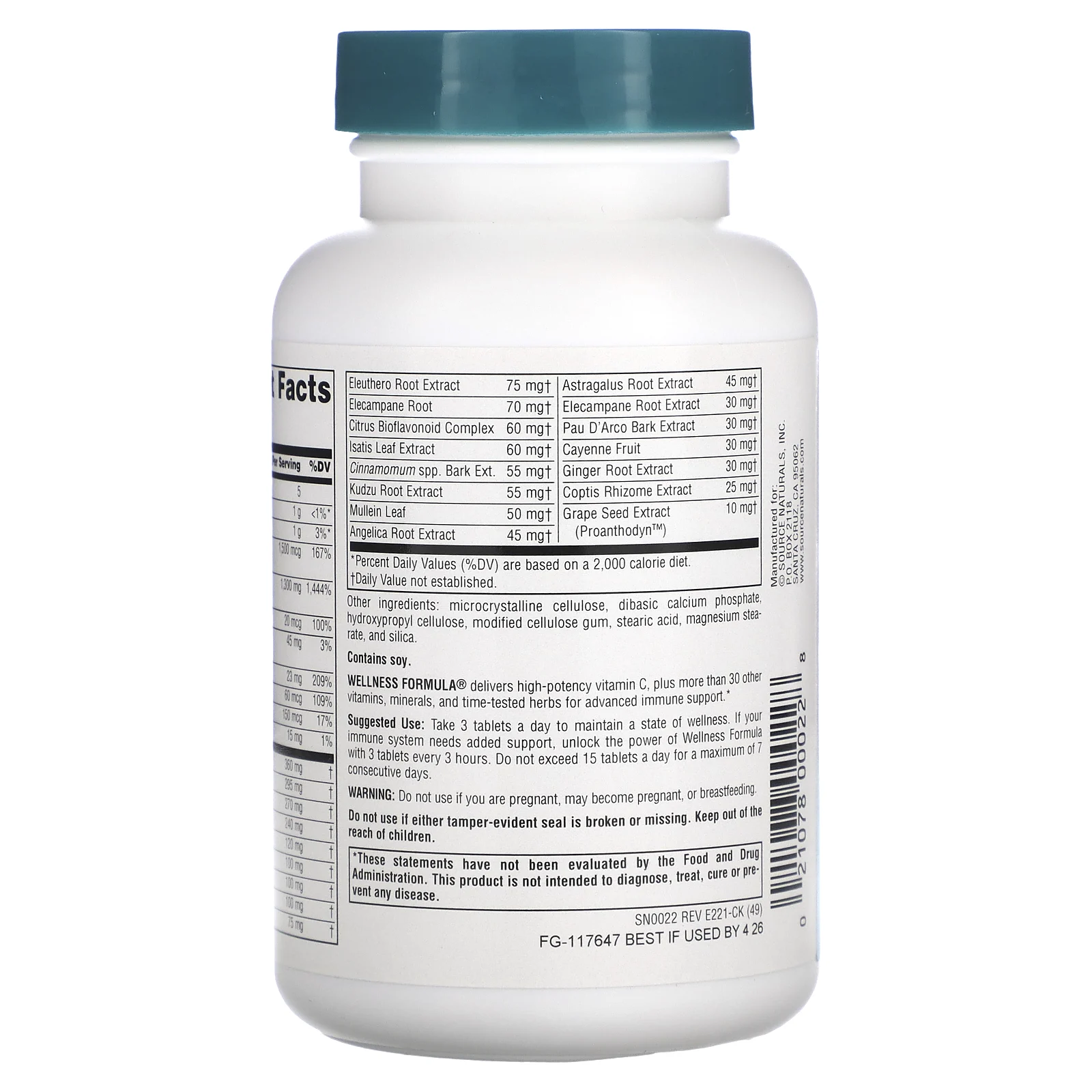 Source Naturals, Wellness Formula, улучшенная поддержка иммунитета, 90 таблеток