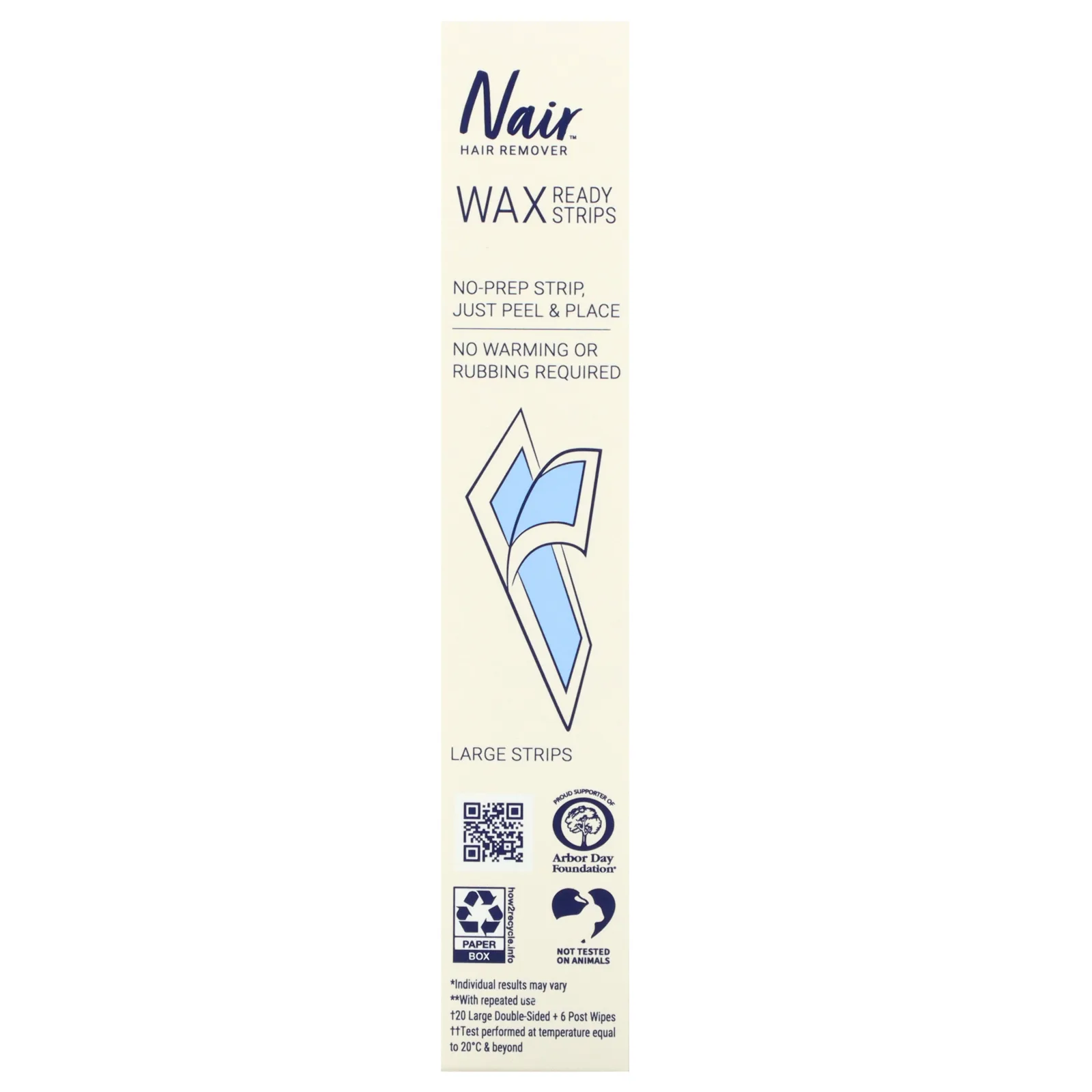 Nair, Восковые полоски для ног и тела, для чувствительной кожи, 40 восковых полосок + 6 салфеток
