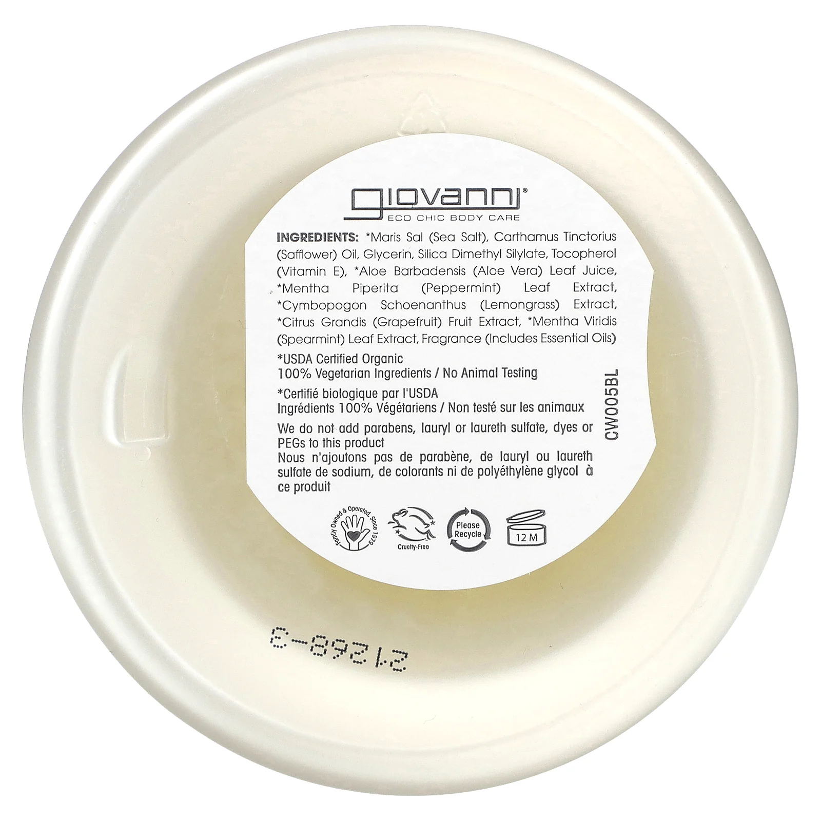 Giovanni, Солевой пилинг с эффектом охлаждающего мятного лимонада, 9 унций (260 г)