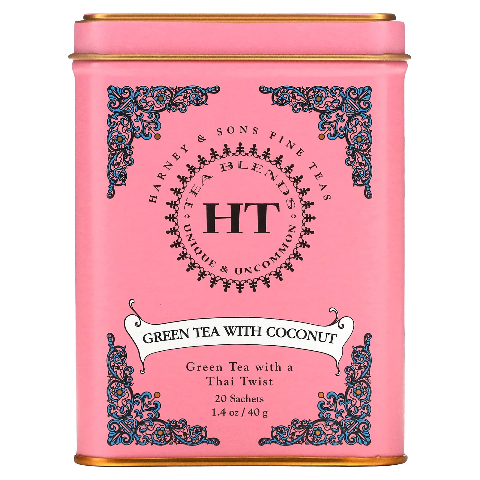 Harney & Sons, HT Tea Blend, зеленый чай с кокосом, 20 чайных пакетиков, 40 г (1,4 унции)