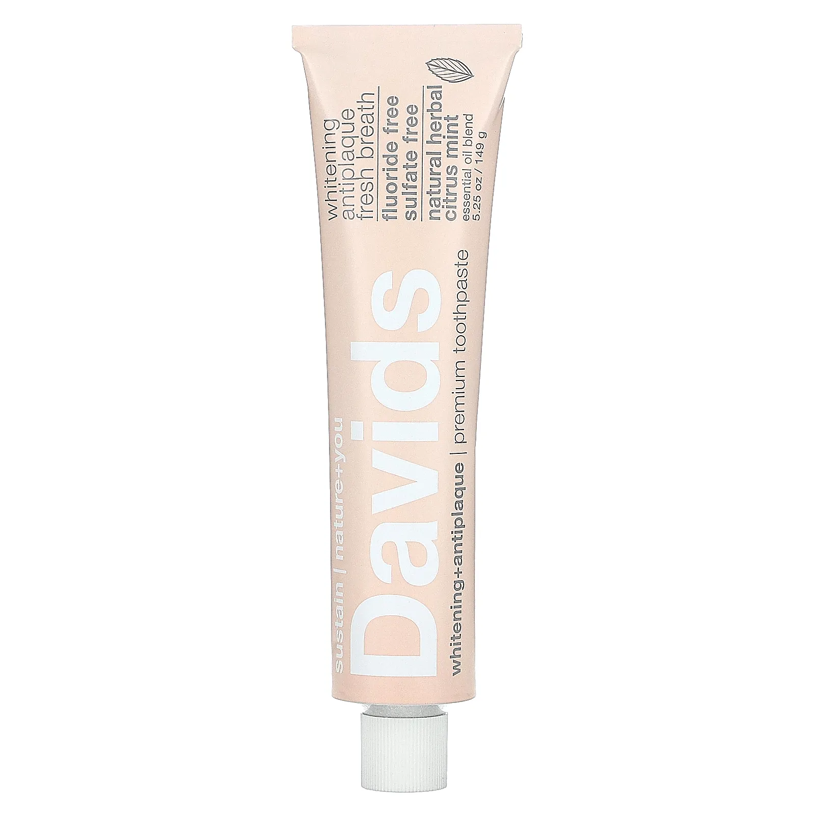 Davids Natural Toothpaste, Зубная паста премиум-класса, отбеливающая + защита от зубного налета, натуральная травяная цитрусовая мята, 149 г (5,25 унции)