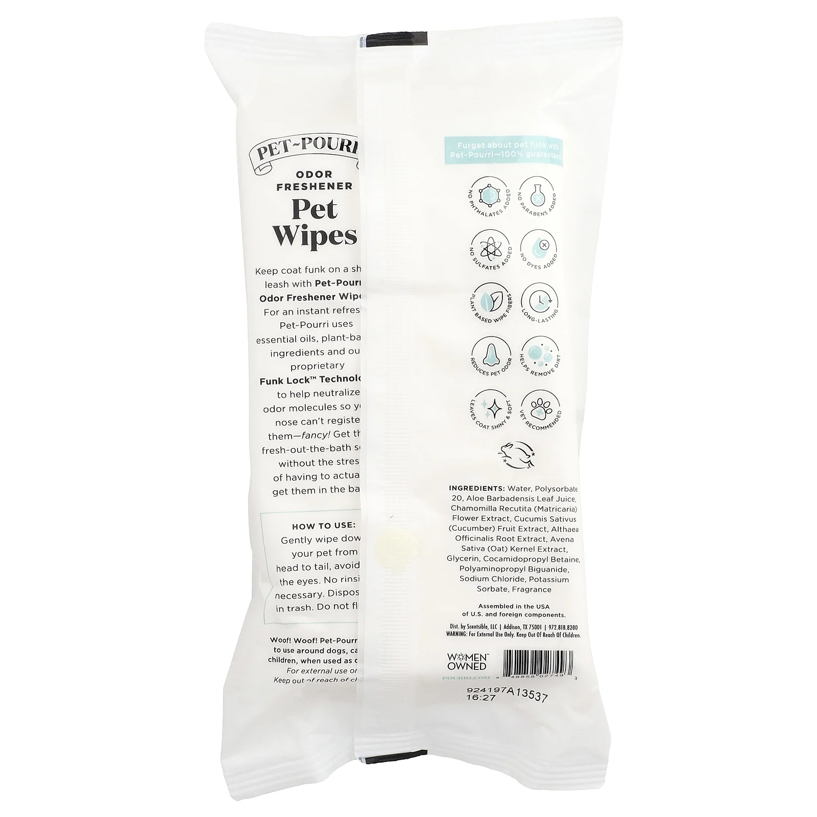 Poo-Pourri, Pet-Pourri™, салфетки для освежения шерсти питомцев, Pawsitively Fresh, 50 шт.