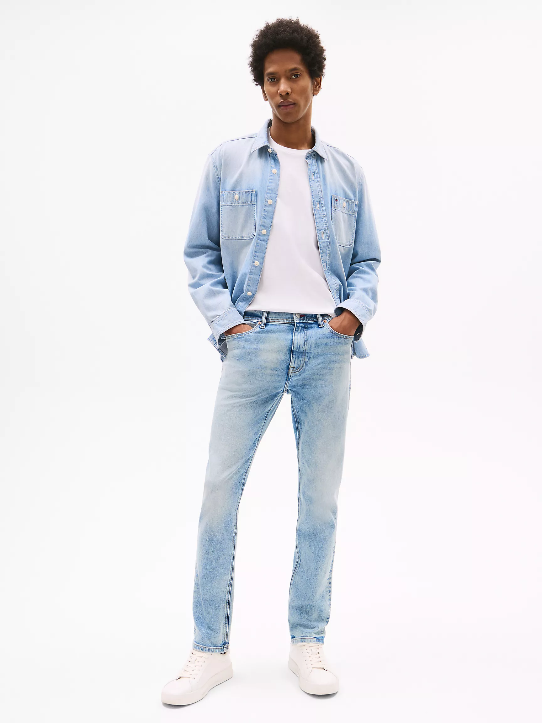 Мужские джинсы Tommy Hilfiger, Светлые джинсы приталенного кроя с эффектом выцветания