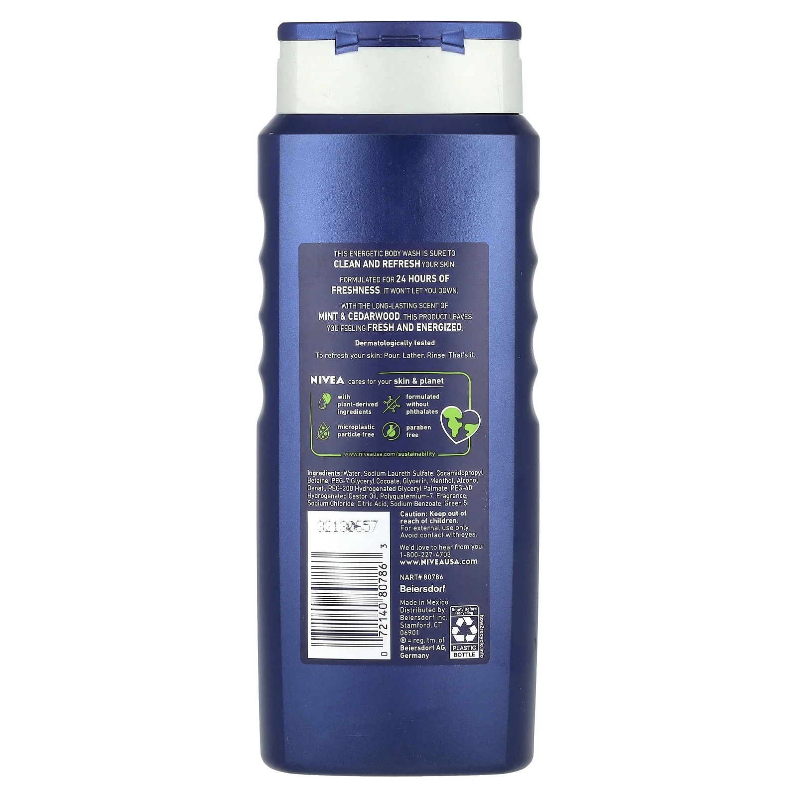 Nivea, Для мужчин, энергетический гель для душа, с мятой и кедром, 500 мл (16,9 жидк. Унции)