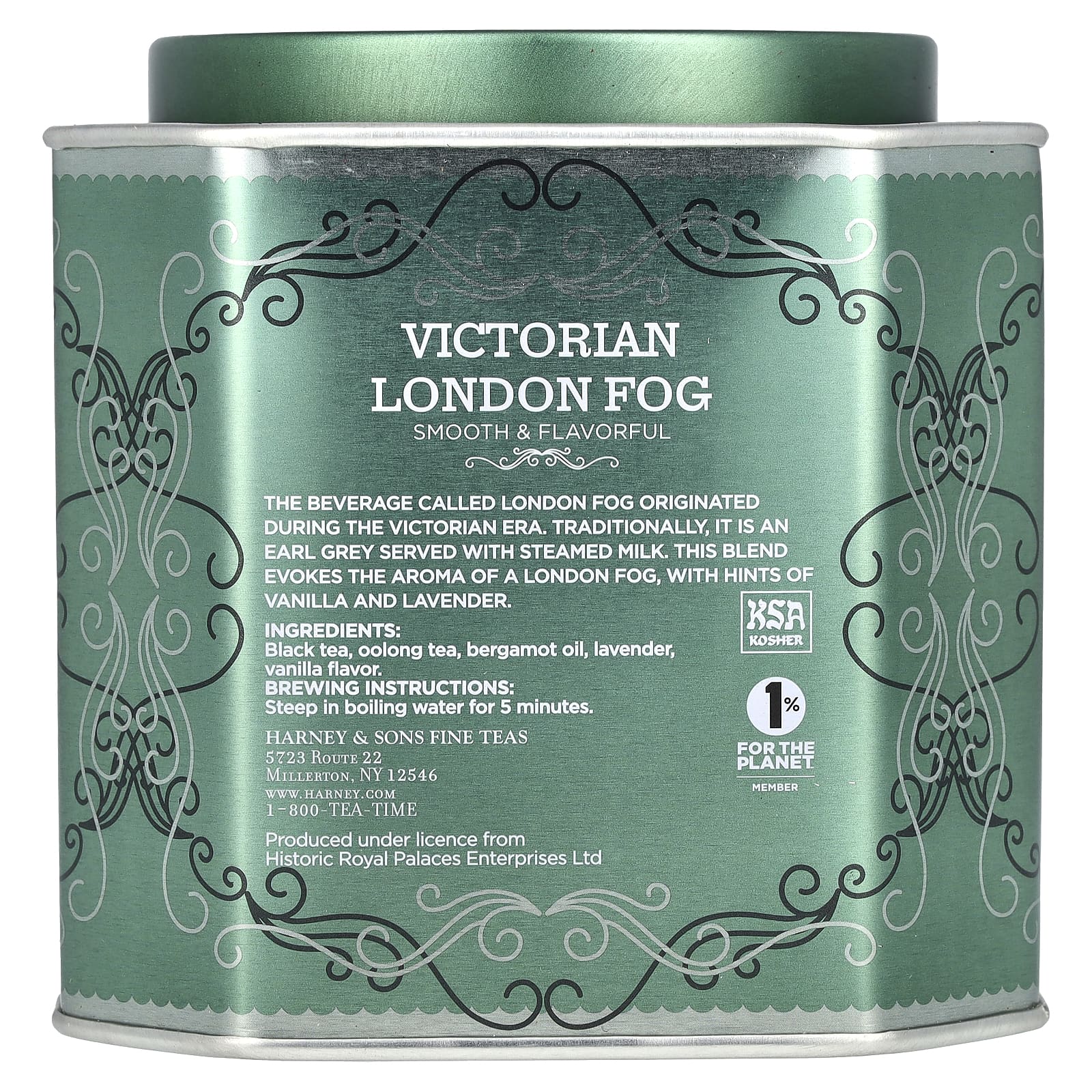 Harney & Sons, Victorian London Fog, мягкий черный чай с яркими цитрусовыми, сладкой ванилью и лавандой, 30 пакетиков, 75 г (2,67 унции)