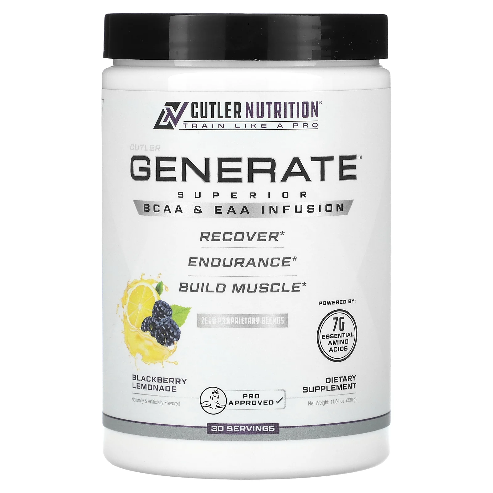 Cutler Nutrition, Generate, превосходный настой BCAA и EAA, ежевичный лимонад, 330 г (11,64 унции)