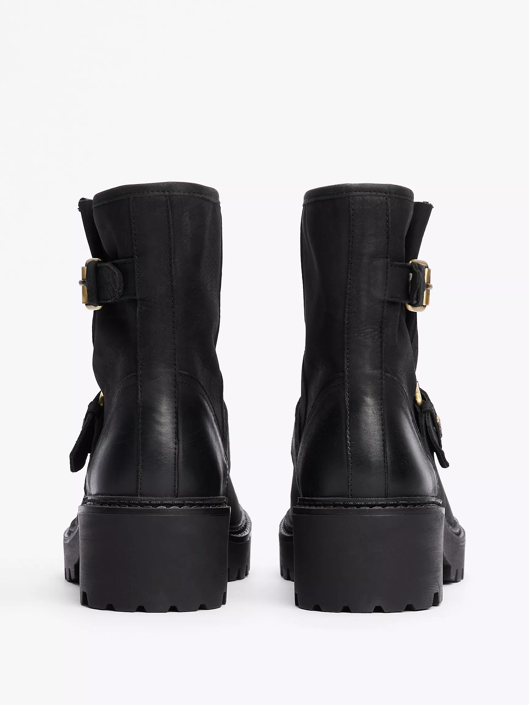 Женские ботинки Tommy Hilfiger, Кожаные байкерские ботинки с двойной пряжкой